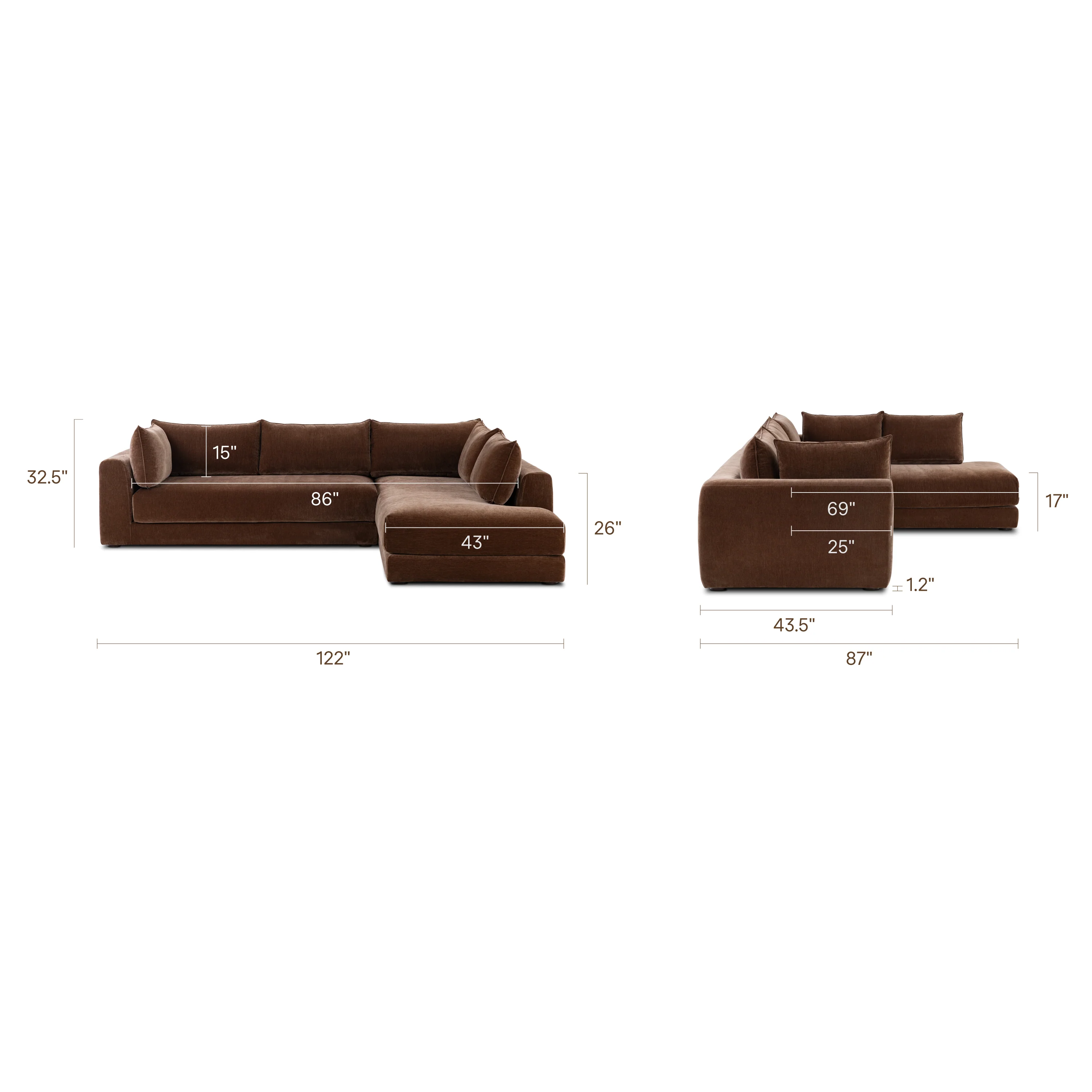 Marcel Right-Facing Corner Sectional | Bronzer Brown - Image 17