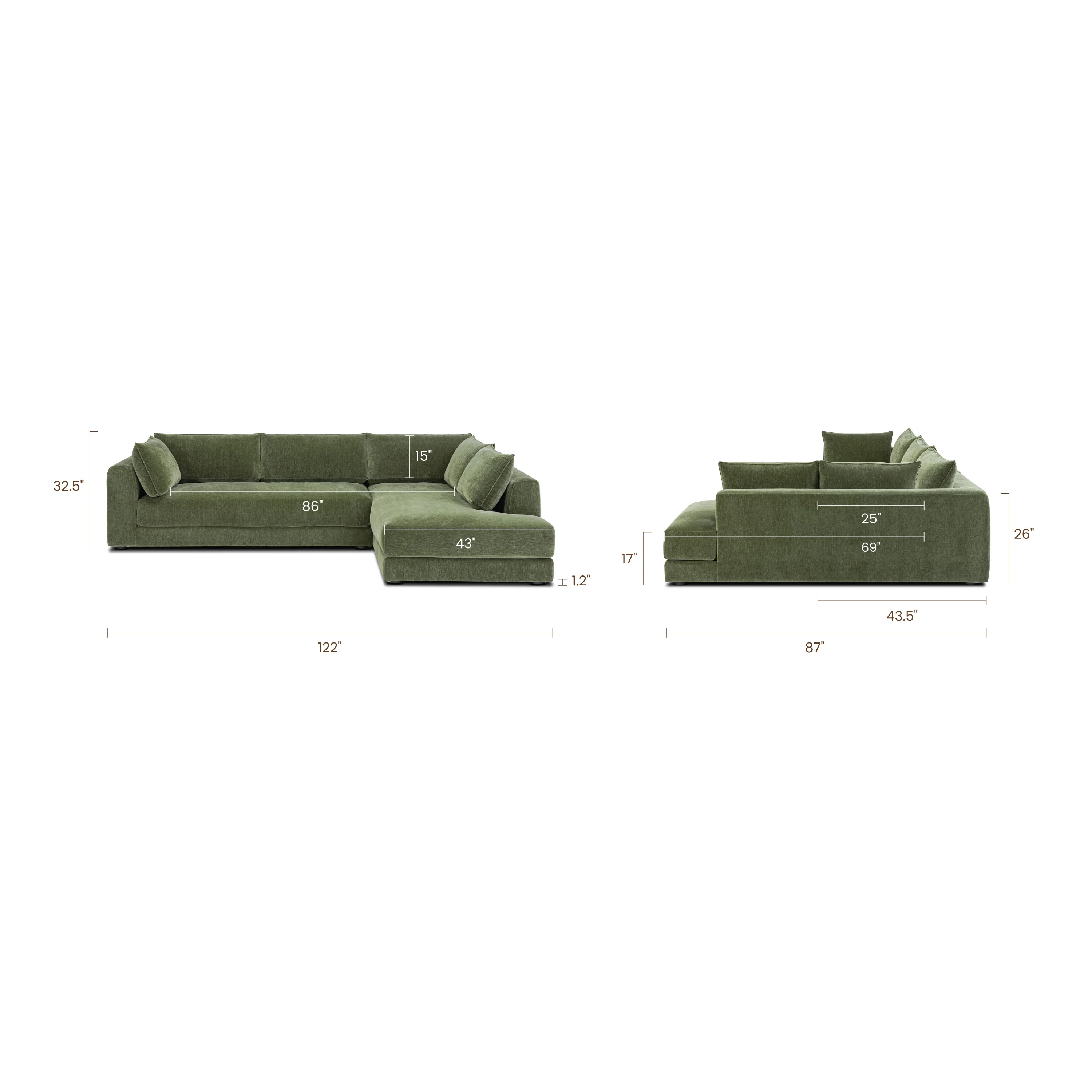 Marcel Right-Facing Corner Sectional | Sagano Green - Image 15