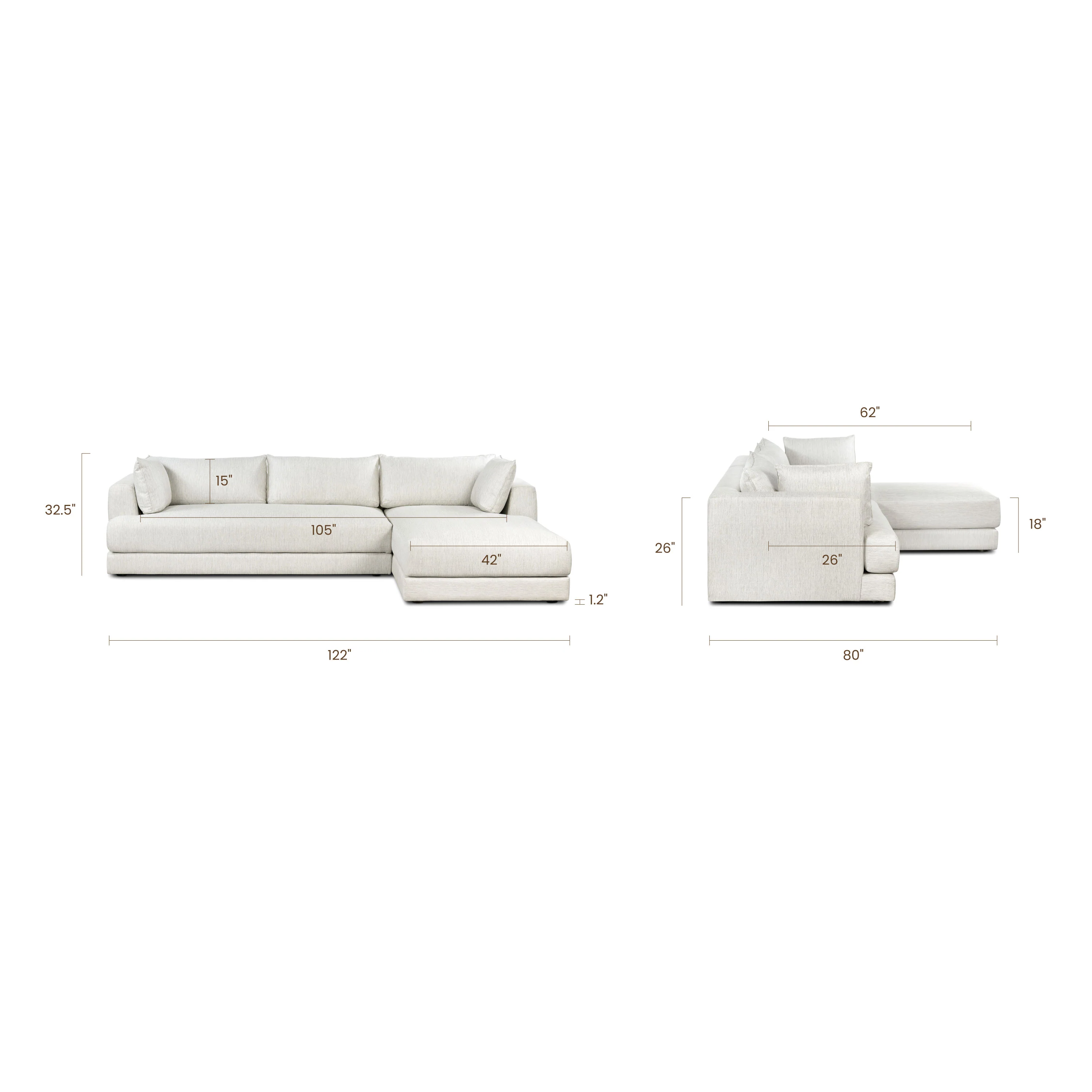 Marcel Right-Facing Sectional | Bright Ash - Image 7