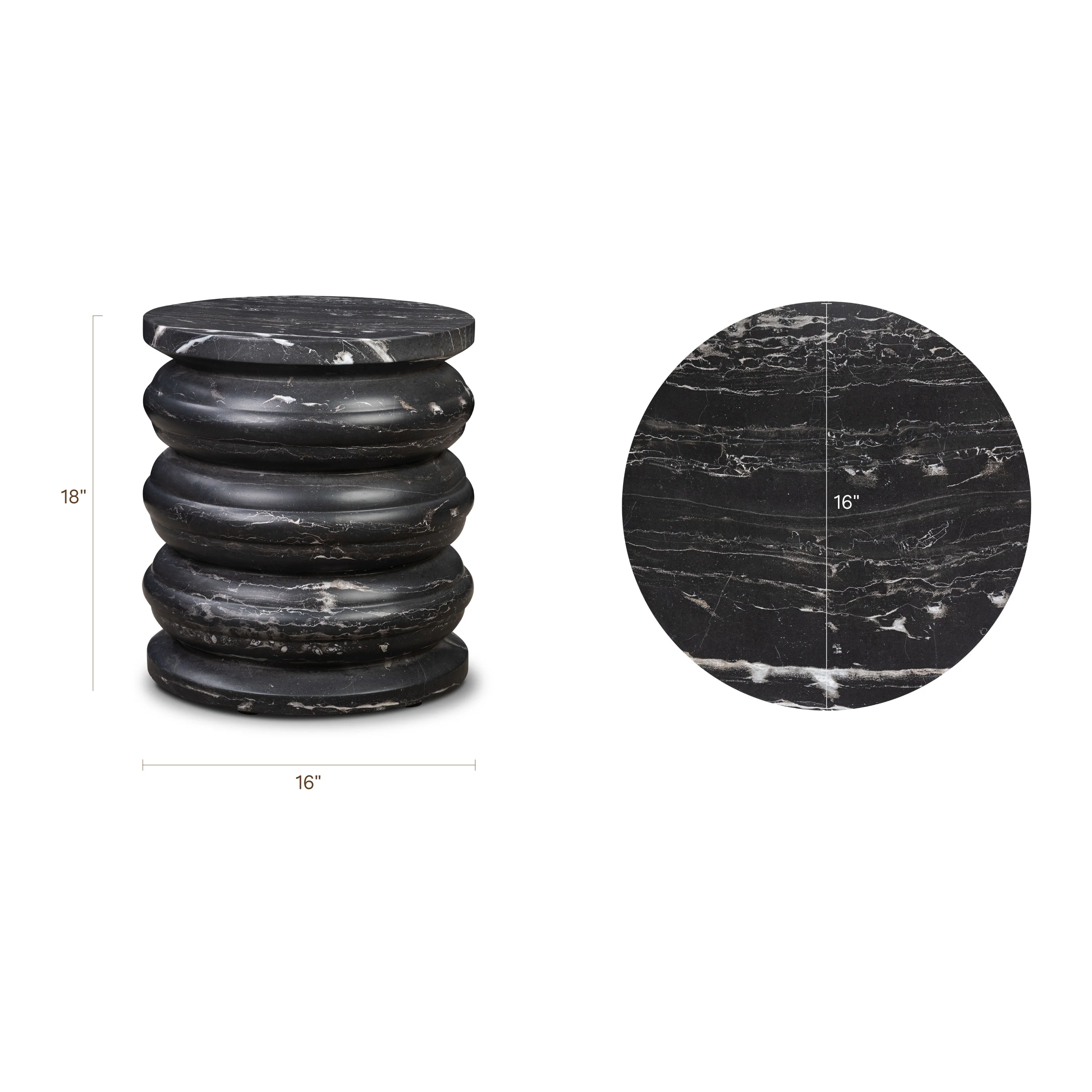 Marq 16" Side Table | Black Marble - Image 12