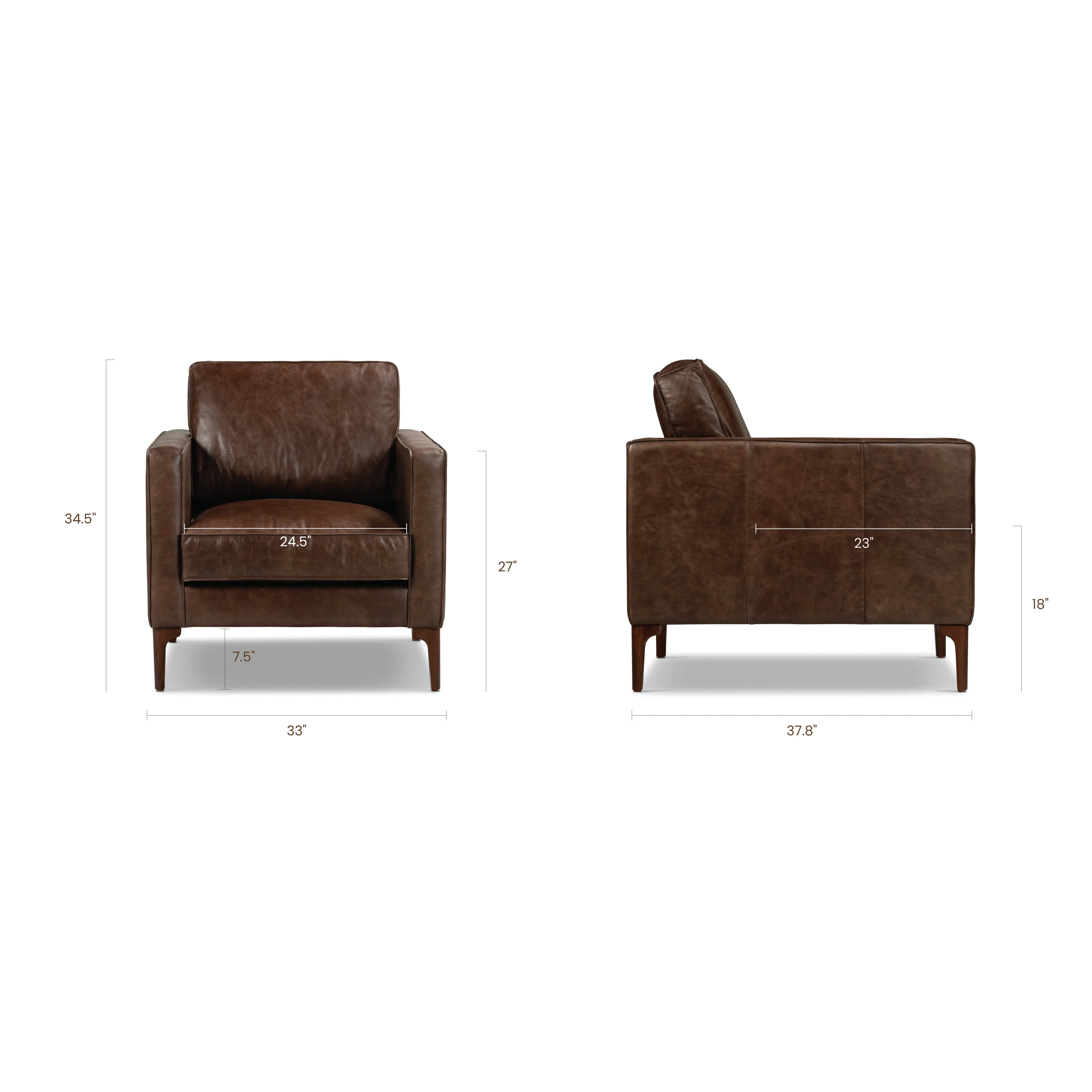Mateo Leather Lounge Chair | Chocolate Brown - Image 12