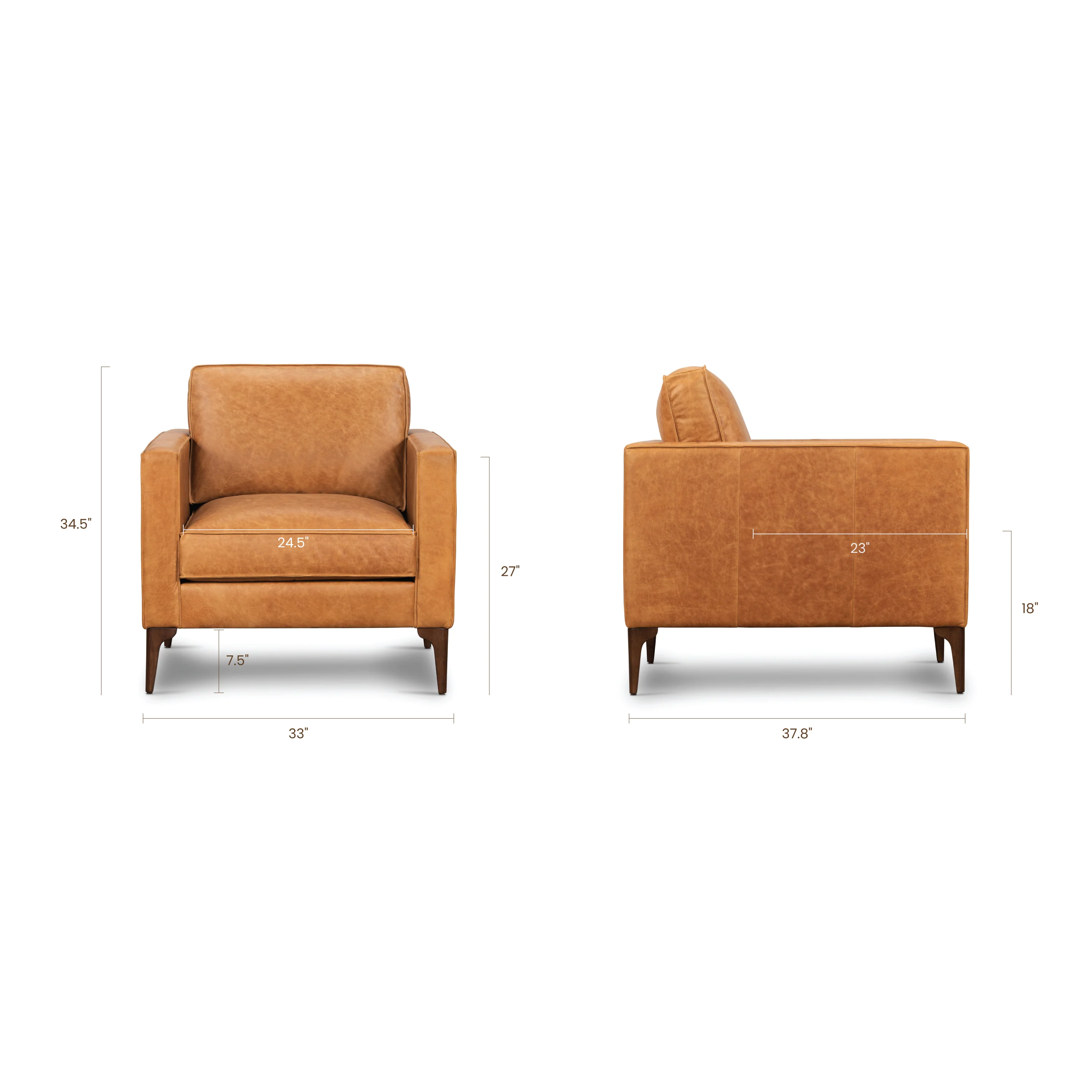 Mateo Leather Lounge Chair | Cognac Tan - Image 14