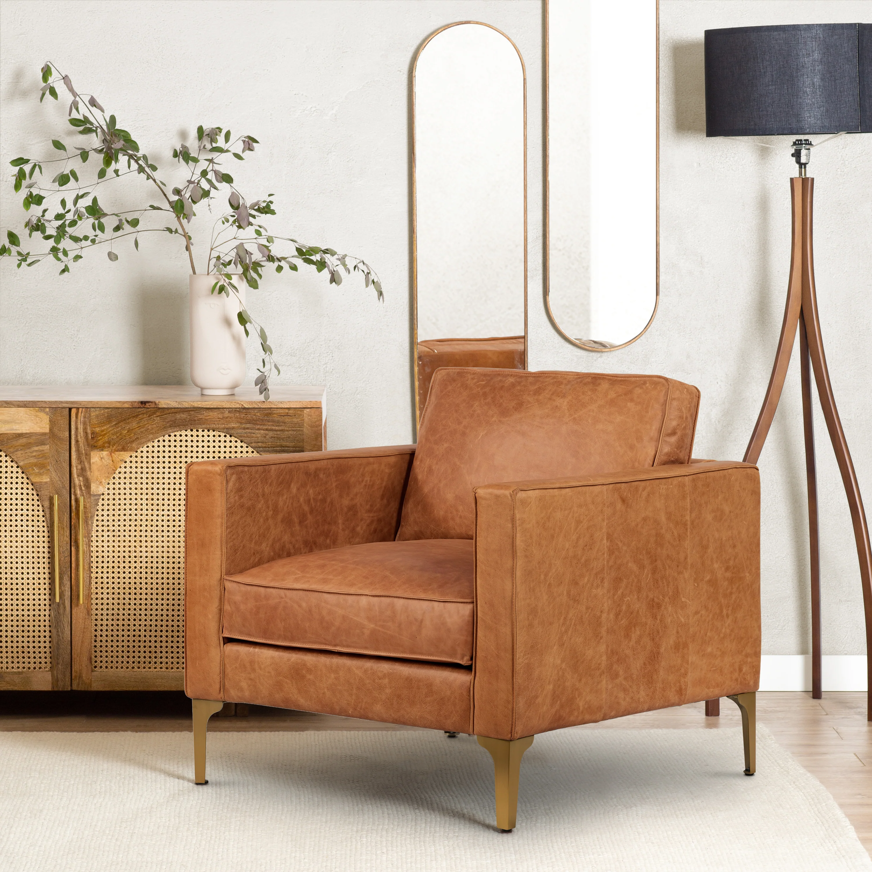 Mateo Leather Lounge Chair | Cognac Tan - Image 2