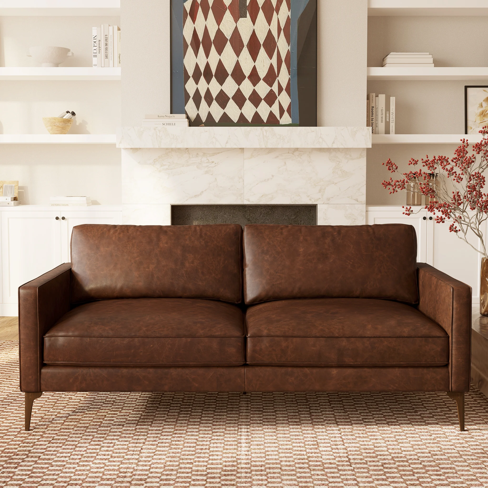 Mateo 82.5" Leather Sofa | Chocolate Brown - Image 2
