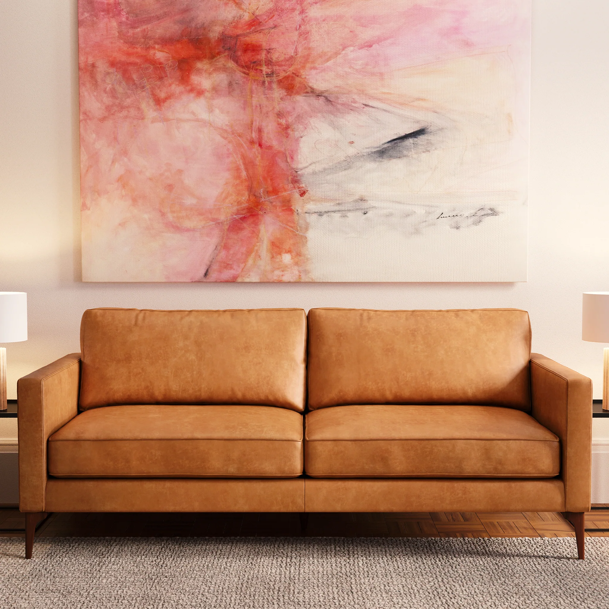 Mateo 82.5" Leather Sofa | Cognac Tan - Image 2