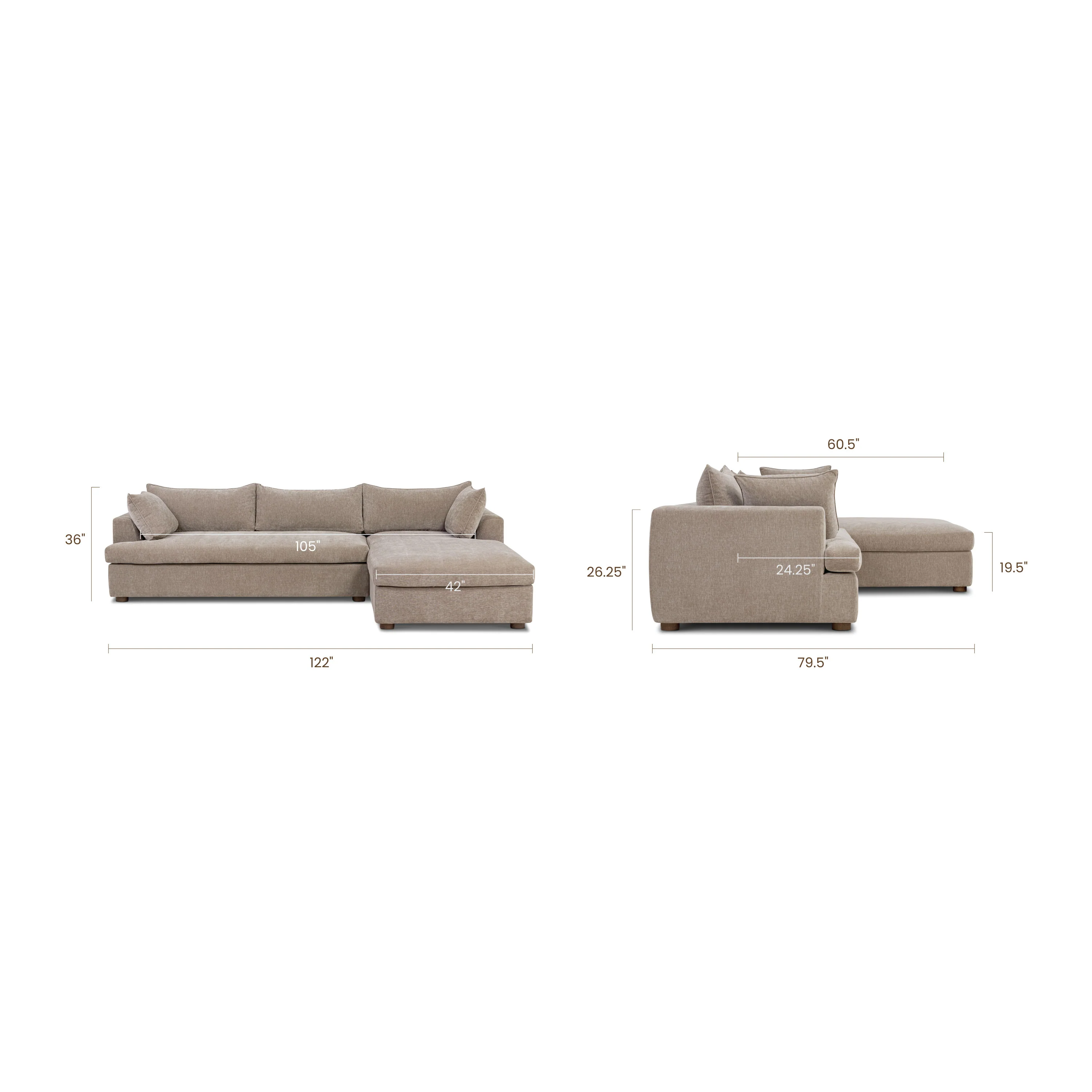 Milo Left-Facing Sectional with Storage | Taupe Brown - Image 17