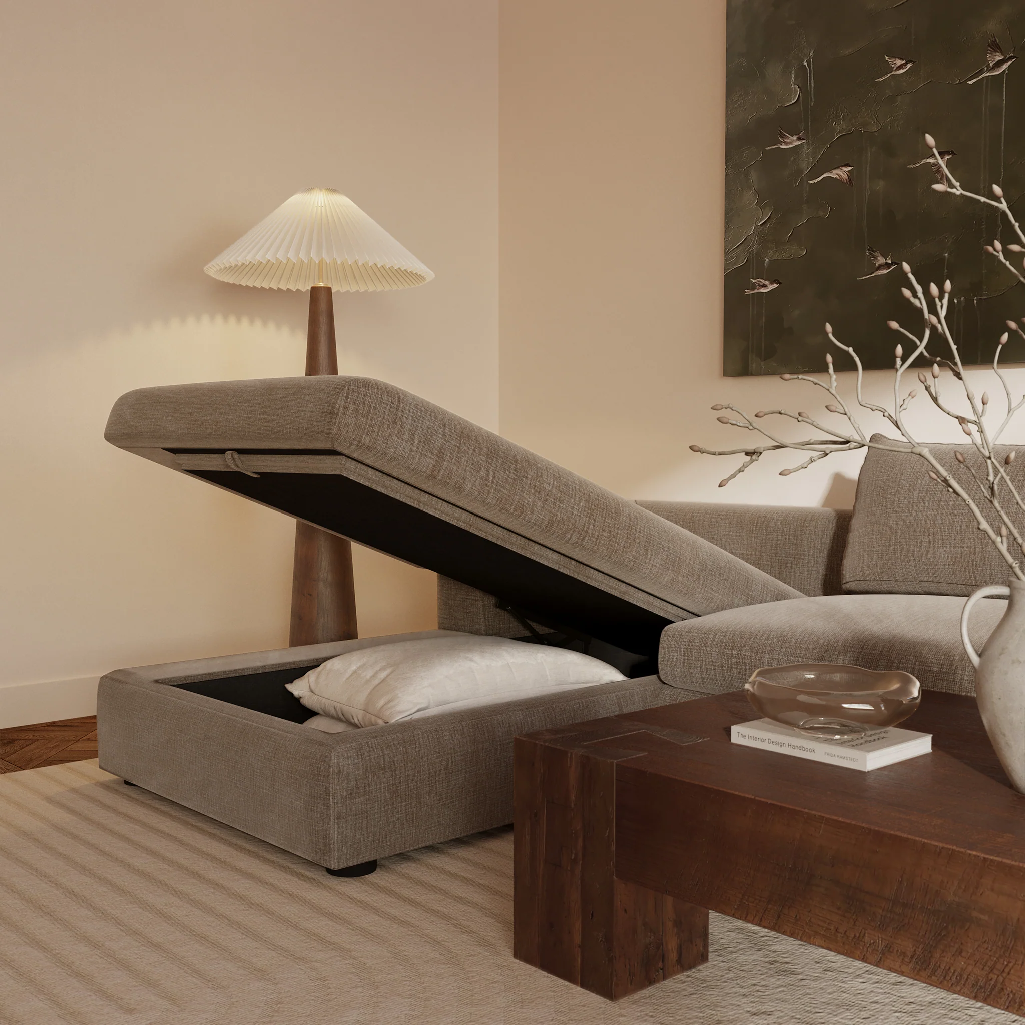 Milo Left-Facing Sectional with Storage | Taupe Brown - Image 4
