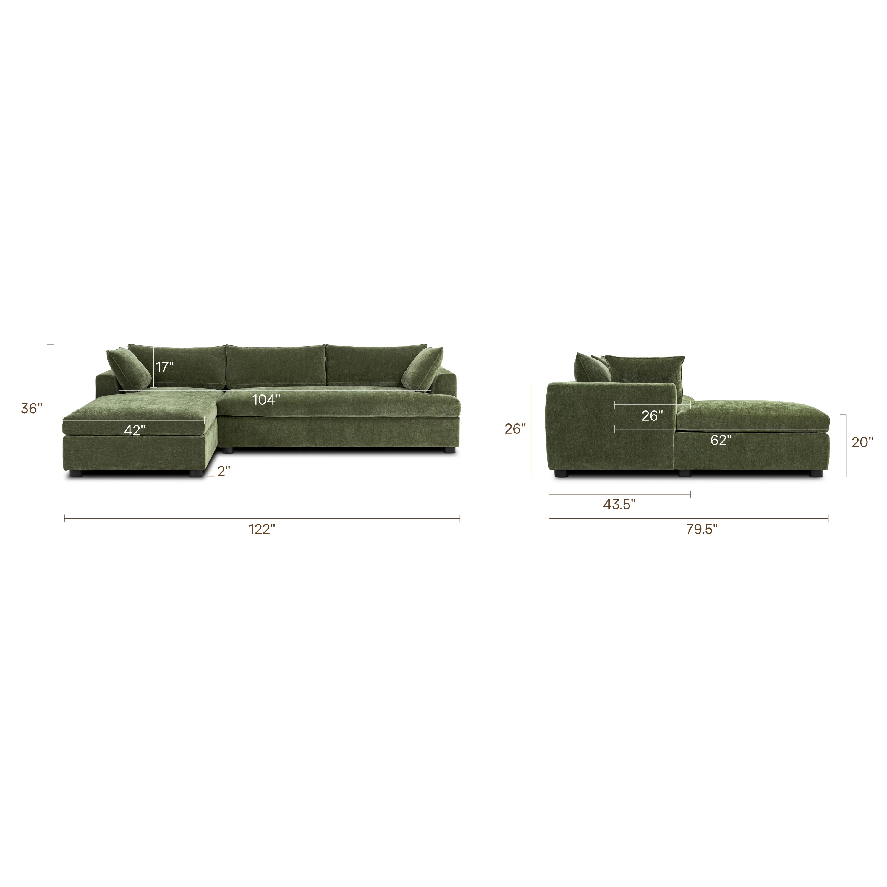 Milo Left-Facing Sleeper Sectional | Sagano Green - Image 19