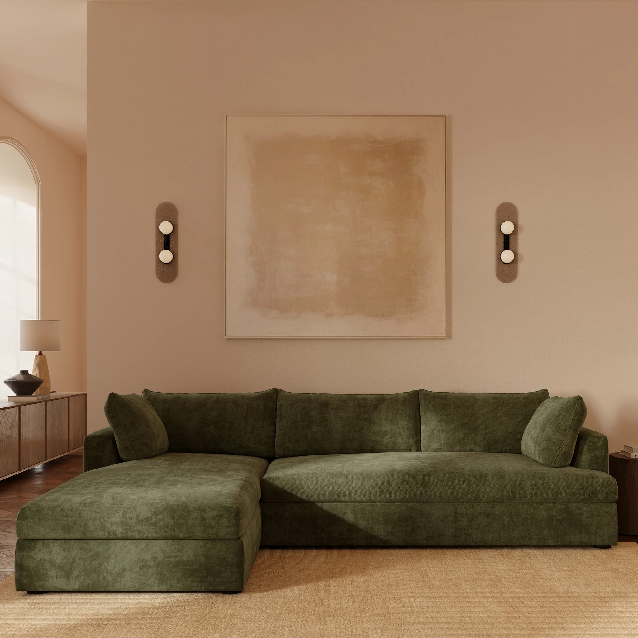 Milo Left-Facing Sleeper Sectional | Sagano Green - Image 2