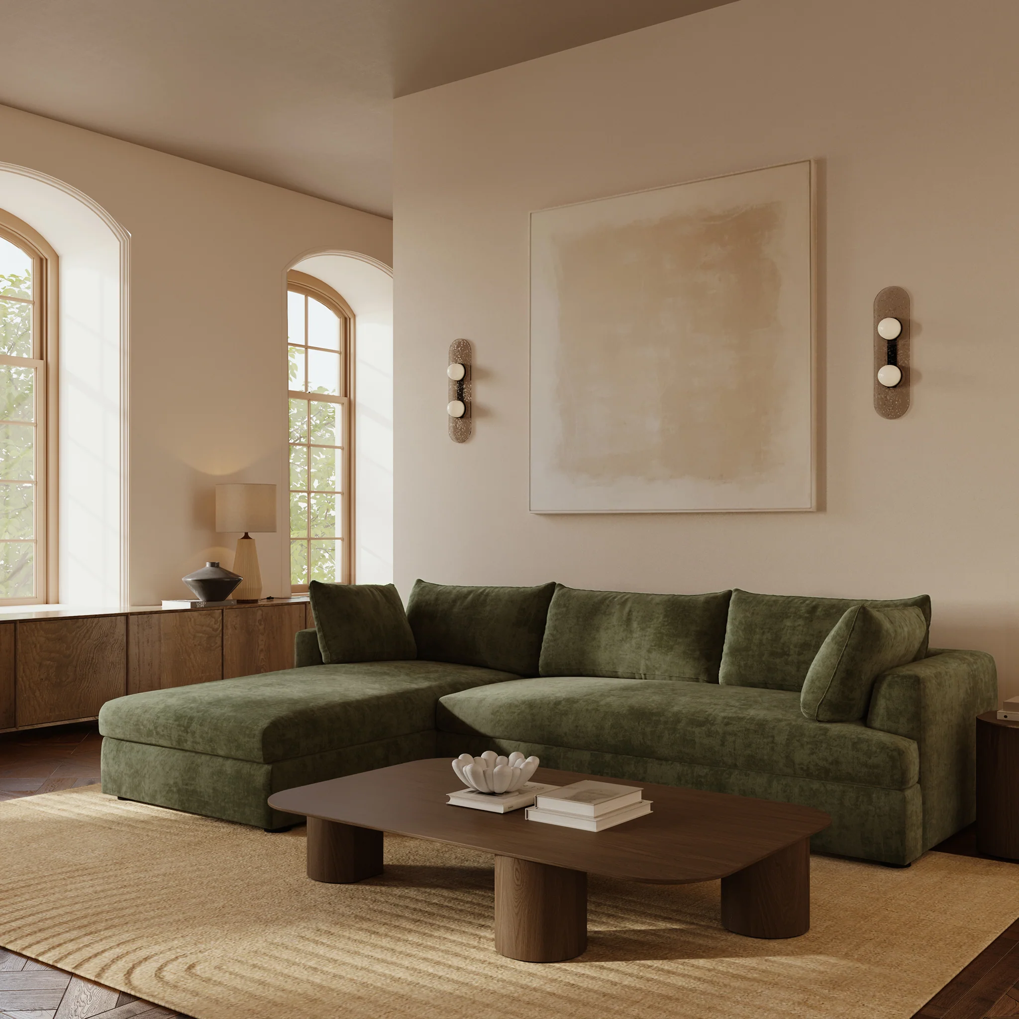 Milo Left-Facing Sleeper Sectional | Sagano Green - Image 3