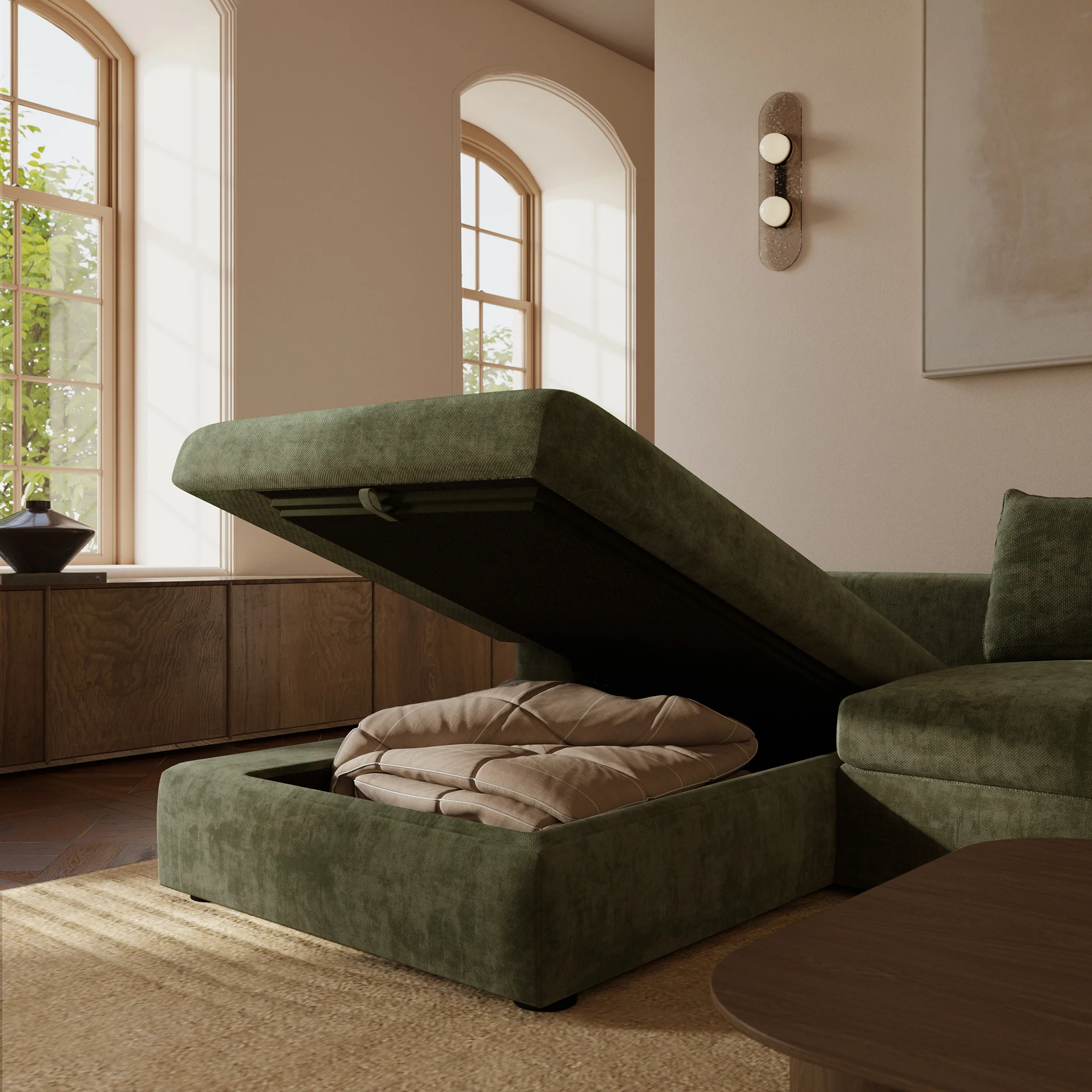 Milo Left-Facing Sleeper Sectional | Sagano Green - Image 5