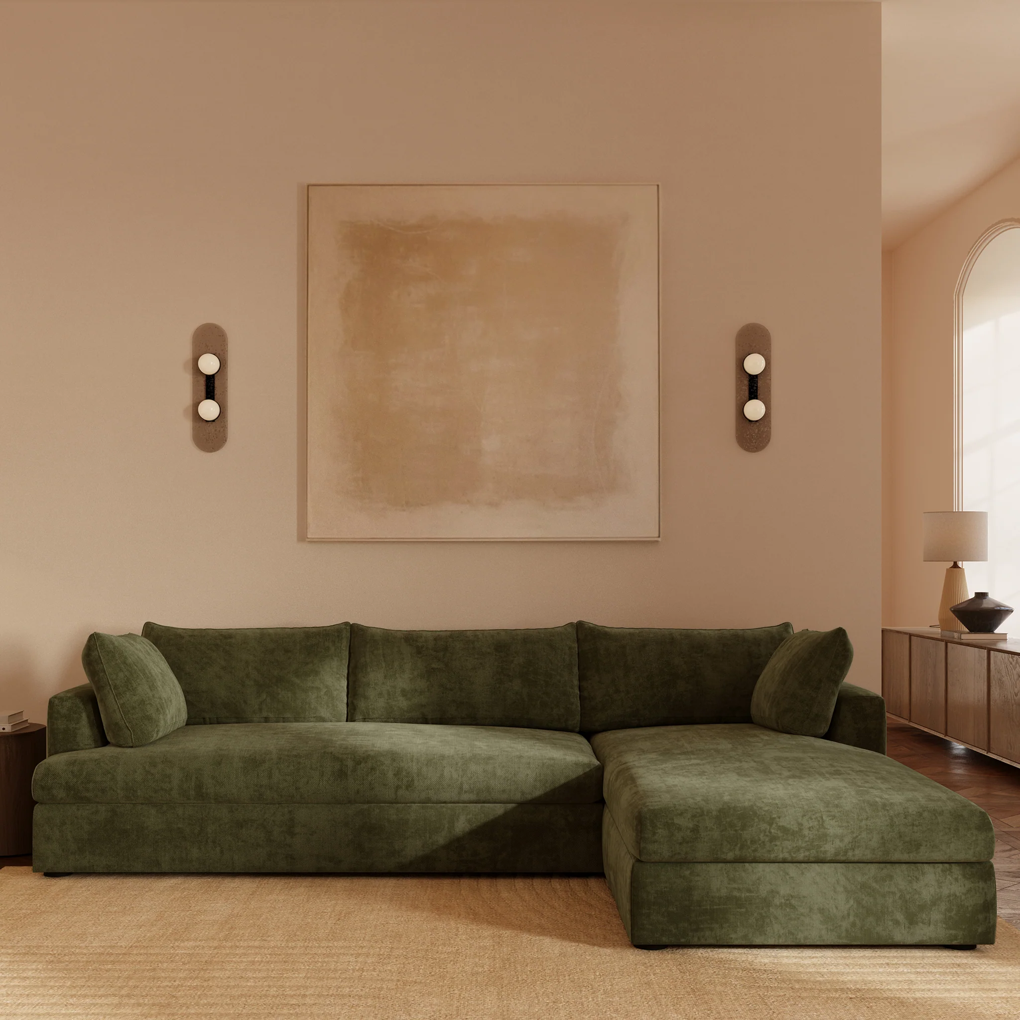 Milo Right-Facing Sleeper Sectional | Sagano Green - Image 2