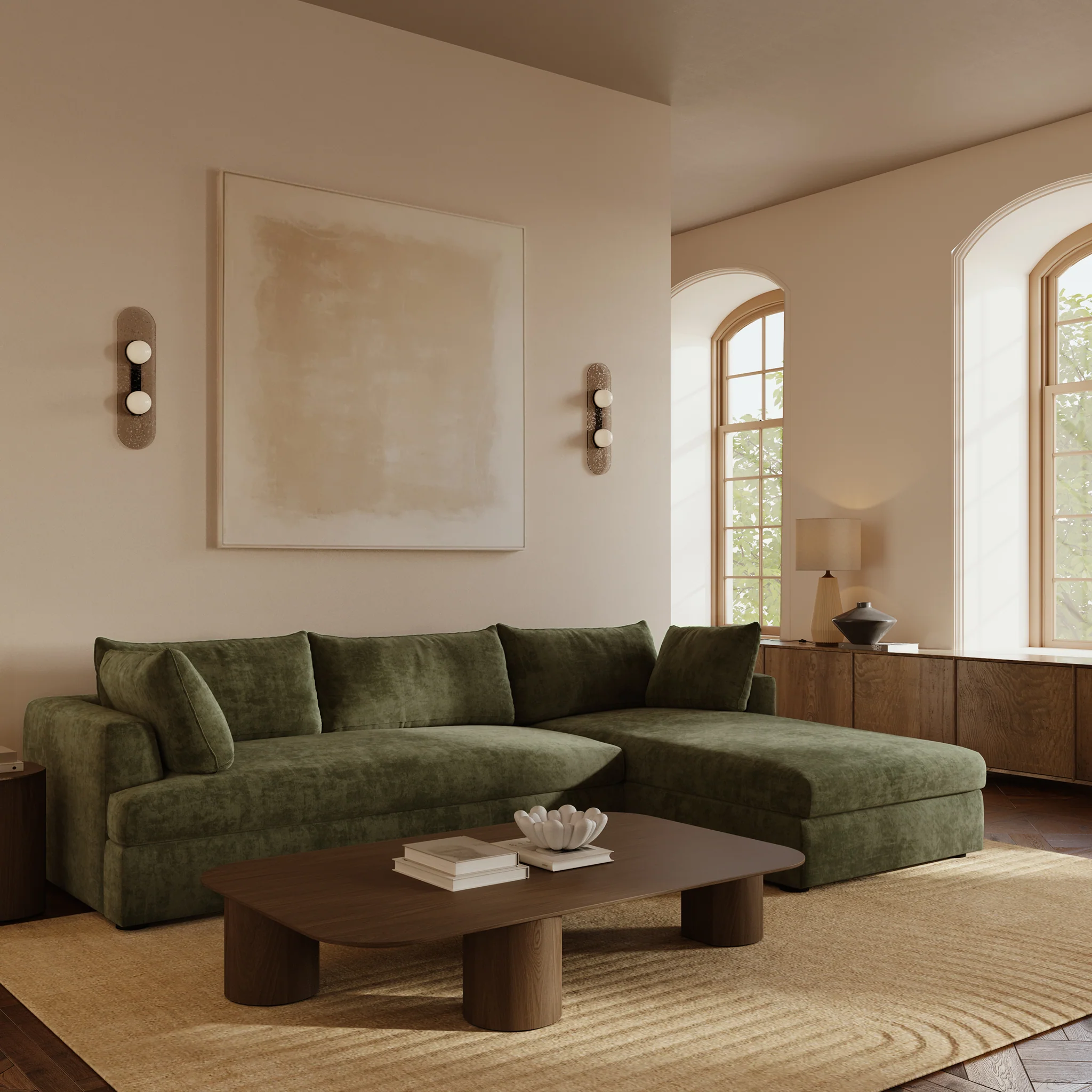 Milo Right-Facing Sleeper Sectional | Sagano Green - Image 3