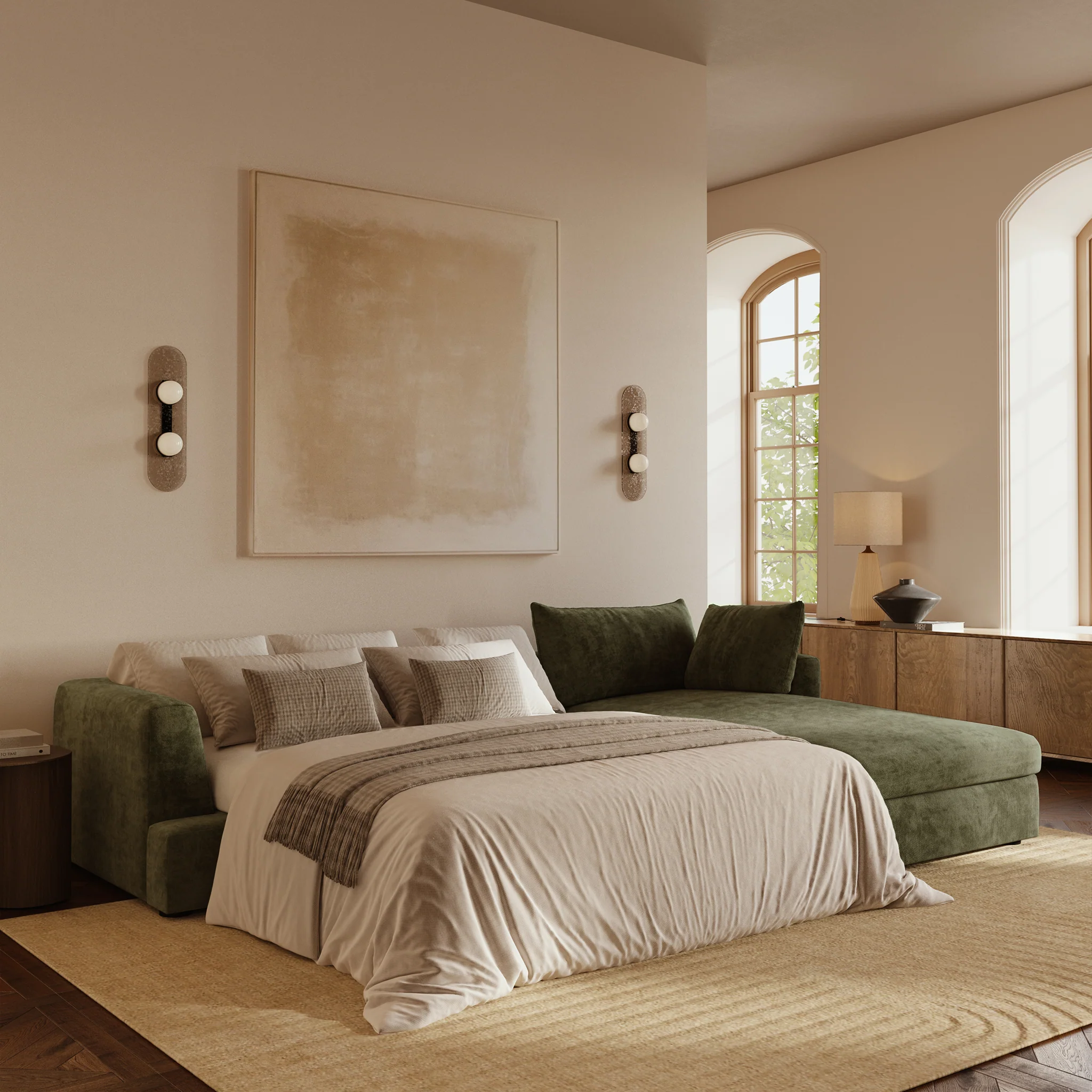 Milo Right-Facing Sleeper Sectional | Sagano Green - Image 4
