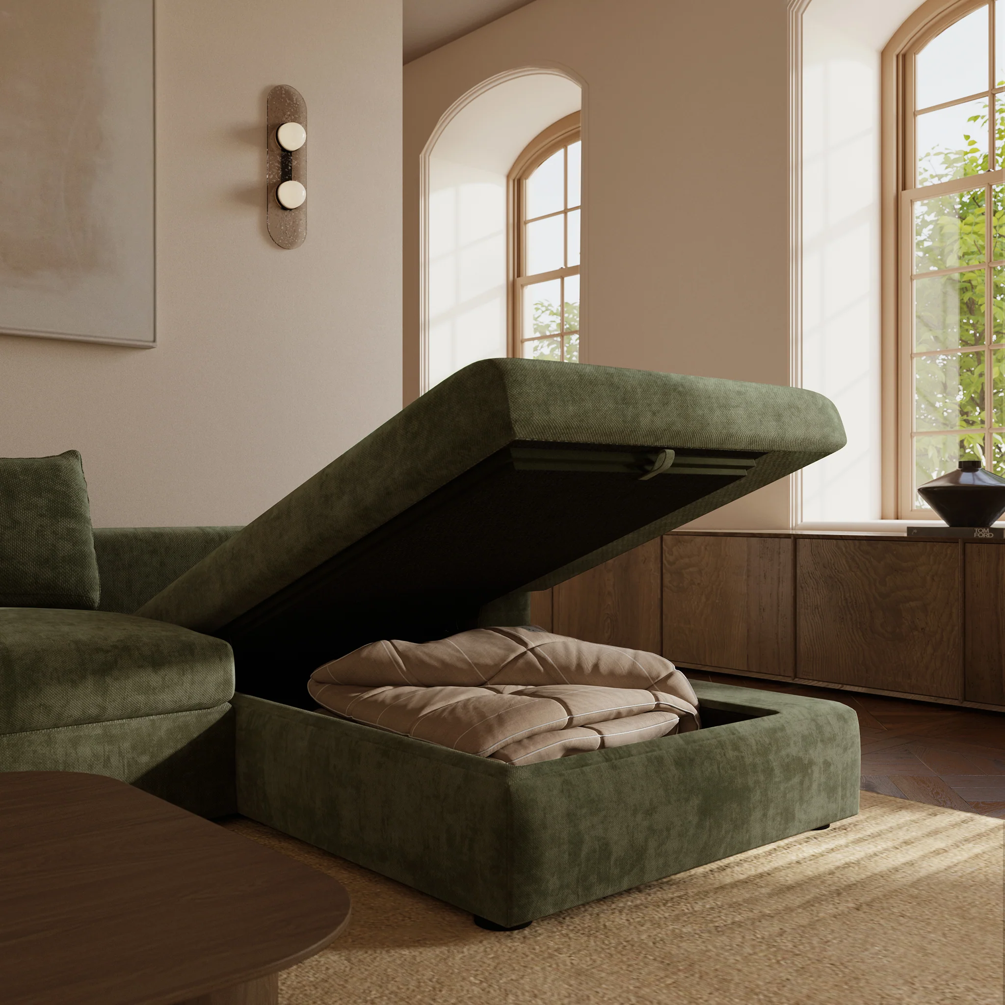 Milo Right-Facing Sleeper Sectional | Sagano Green - Image 5