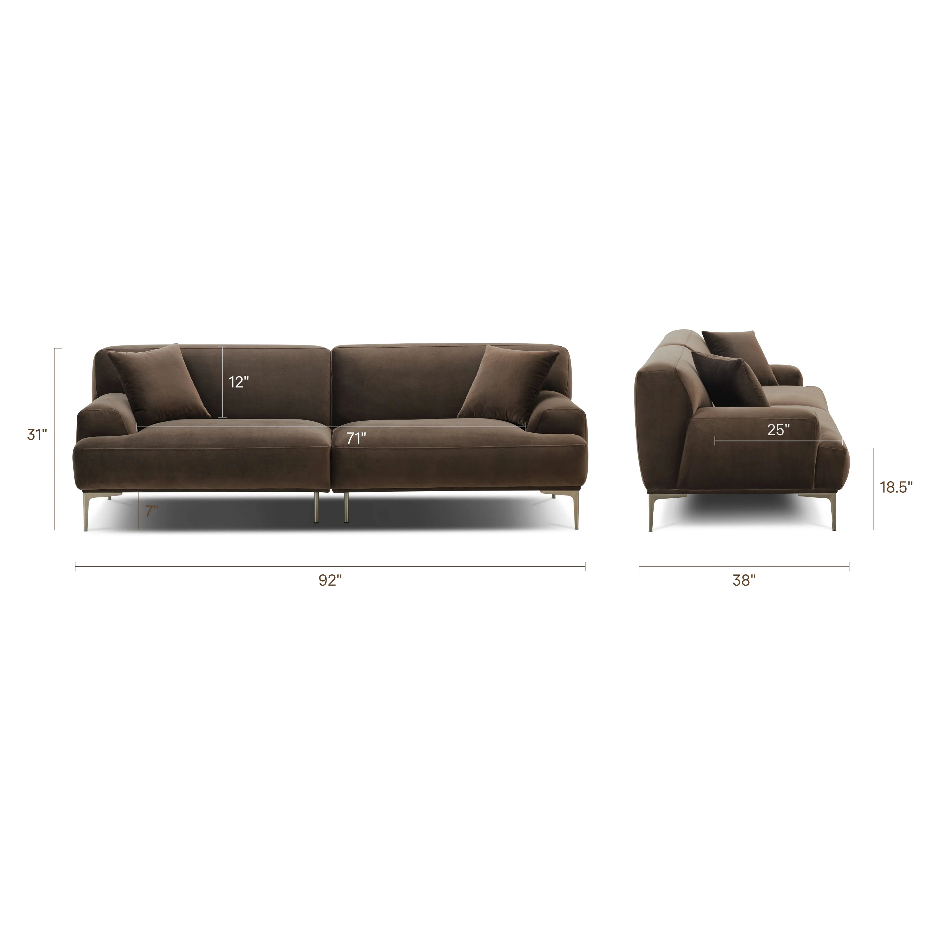 Mineta 92" Sofa | Shadow Brown - Image 14
