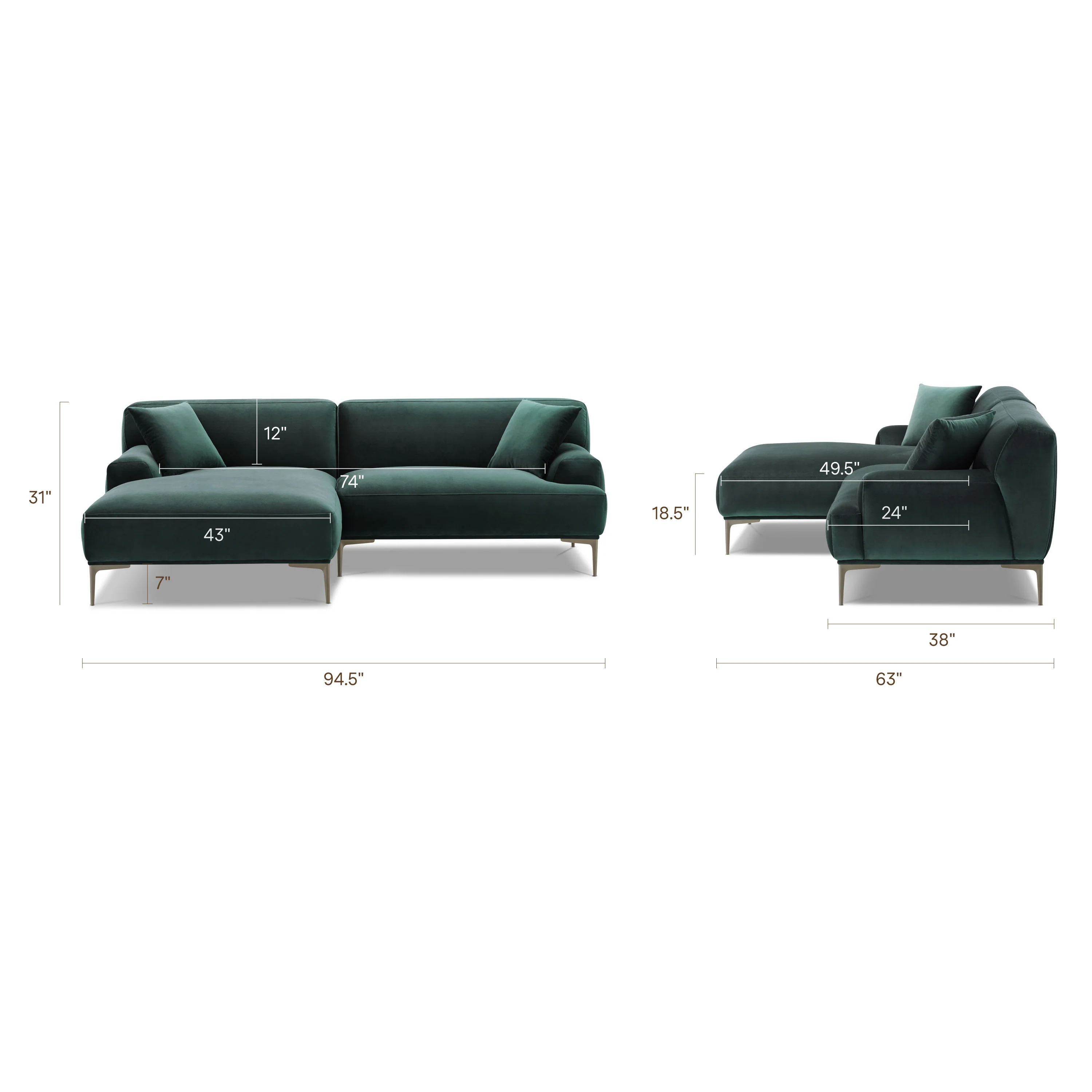 Mineta Left-Facing Sectional | Amalfi Blue - Image 14