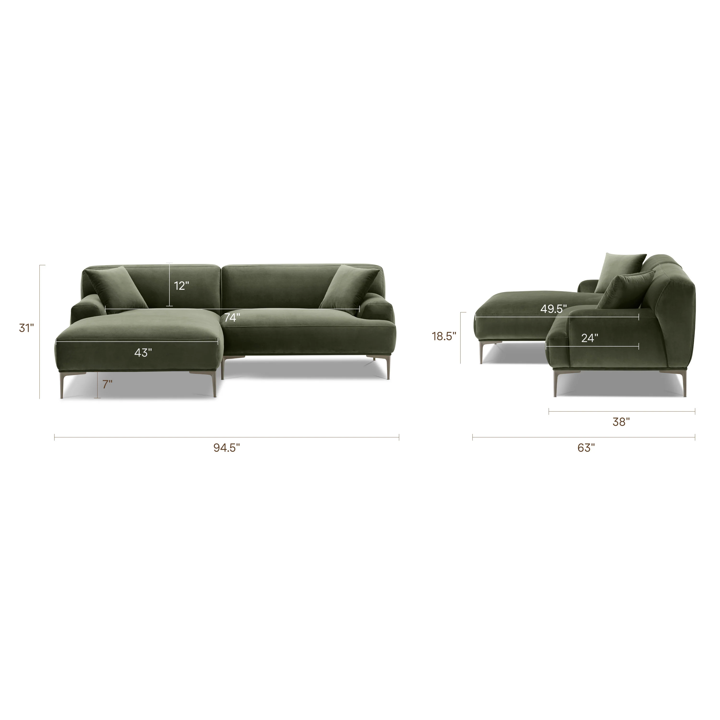 Mineta Left-Facing Sectional | Calabria Green - Image 15