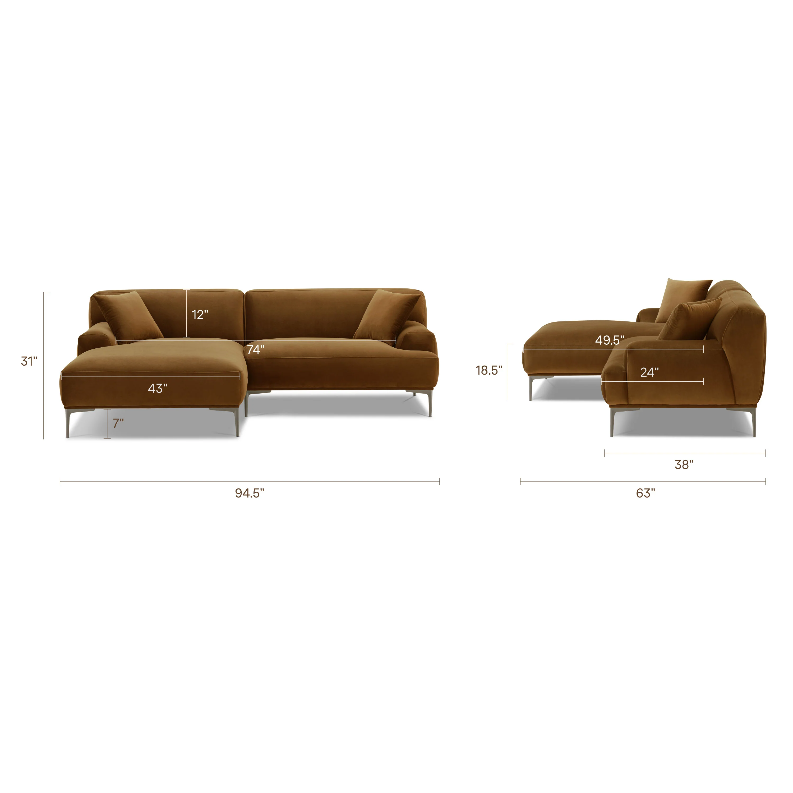 Mineta Left-Facing Sectional | Ginger Brown - Image 15
