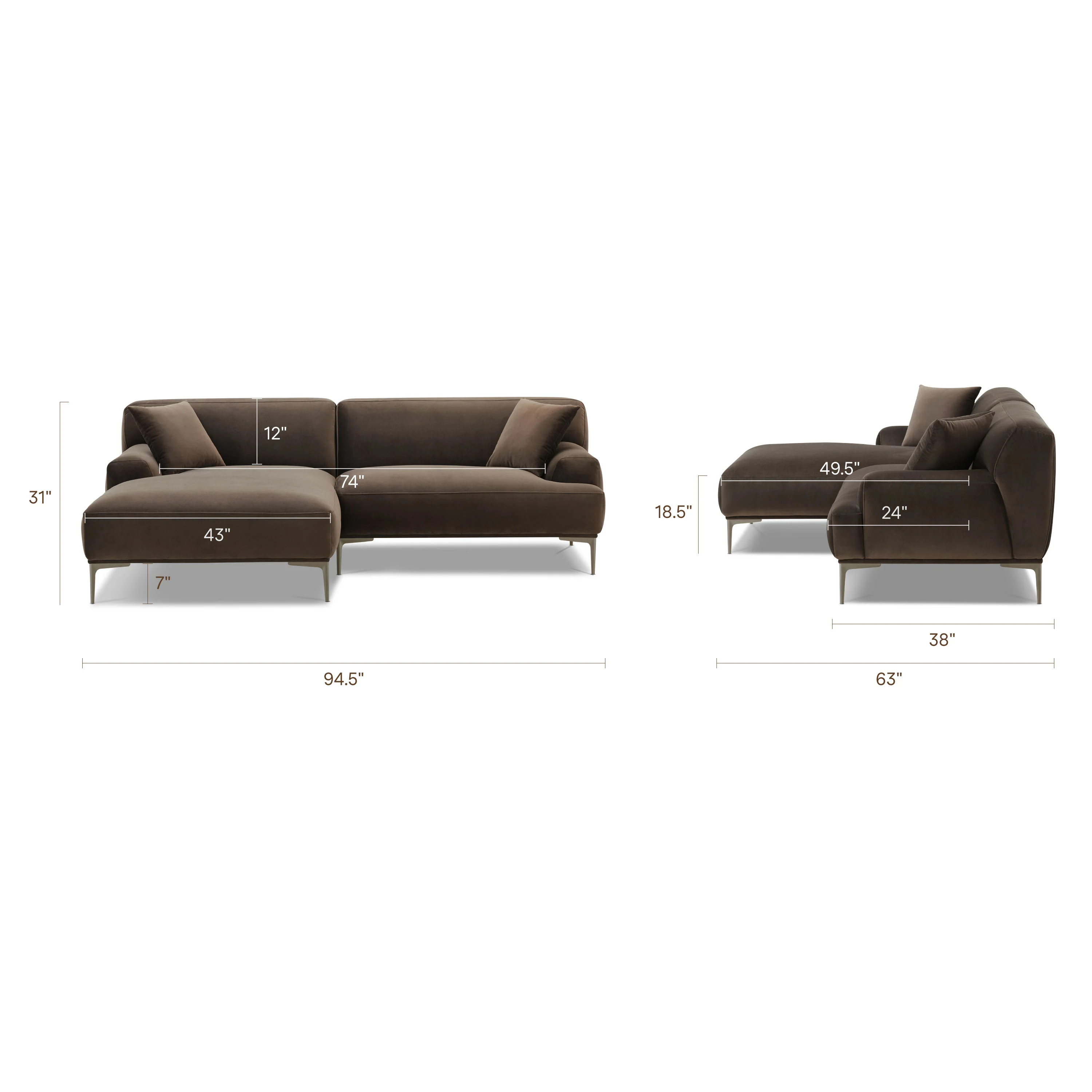 Mineta Left-Facing Sectional | Shadow Brown - Image 15