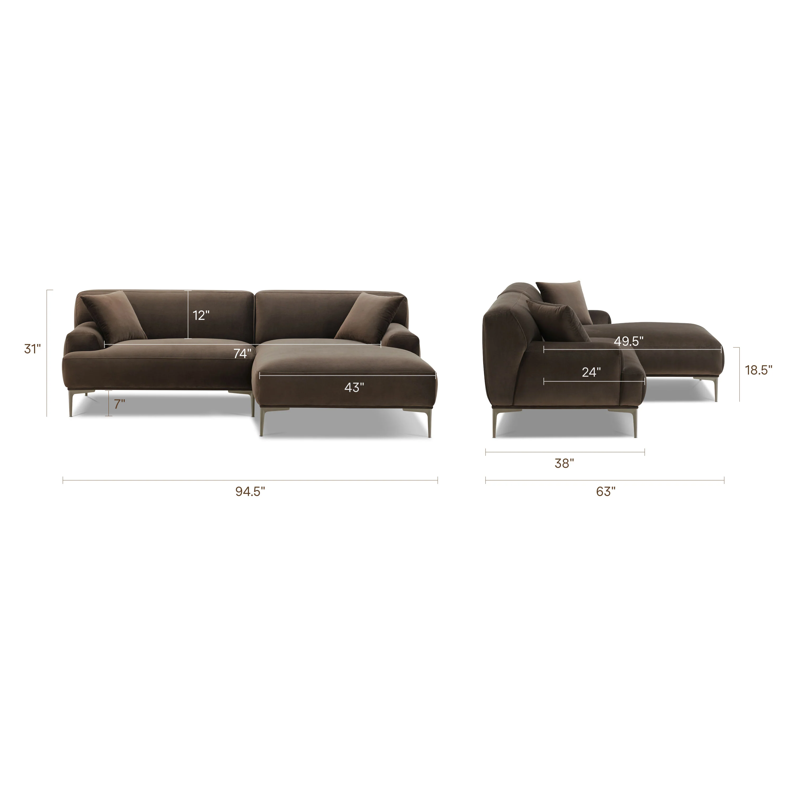 Mineta Right-Facing Sectional | Shadow Brown - Image 14