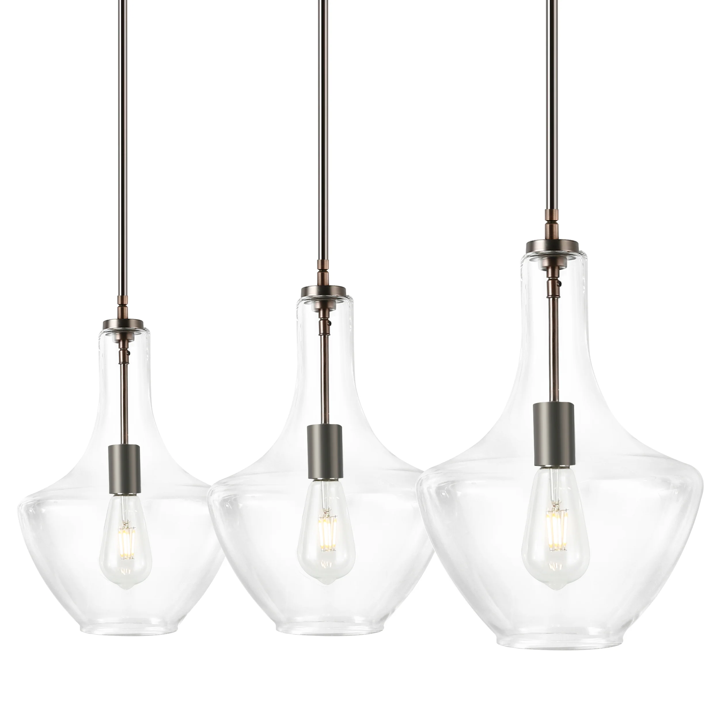 Modena 3-Light Island Light | Modern Bronze/Clear - Image 11