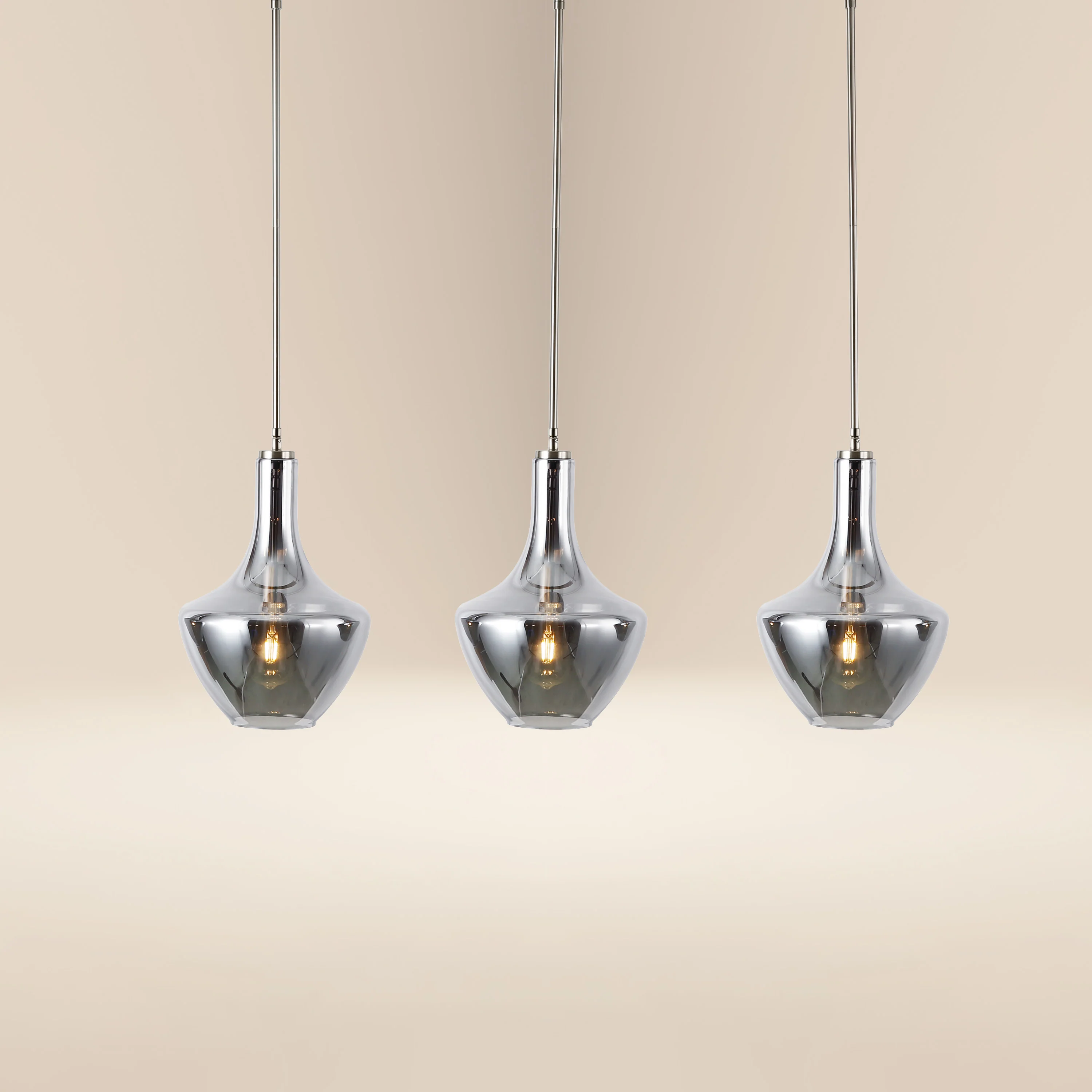 Modena 3-Light Island Light | Satin Nickel/Smokey