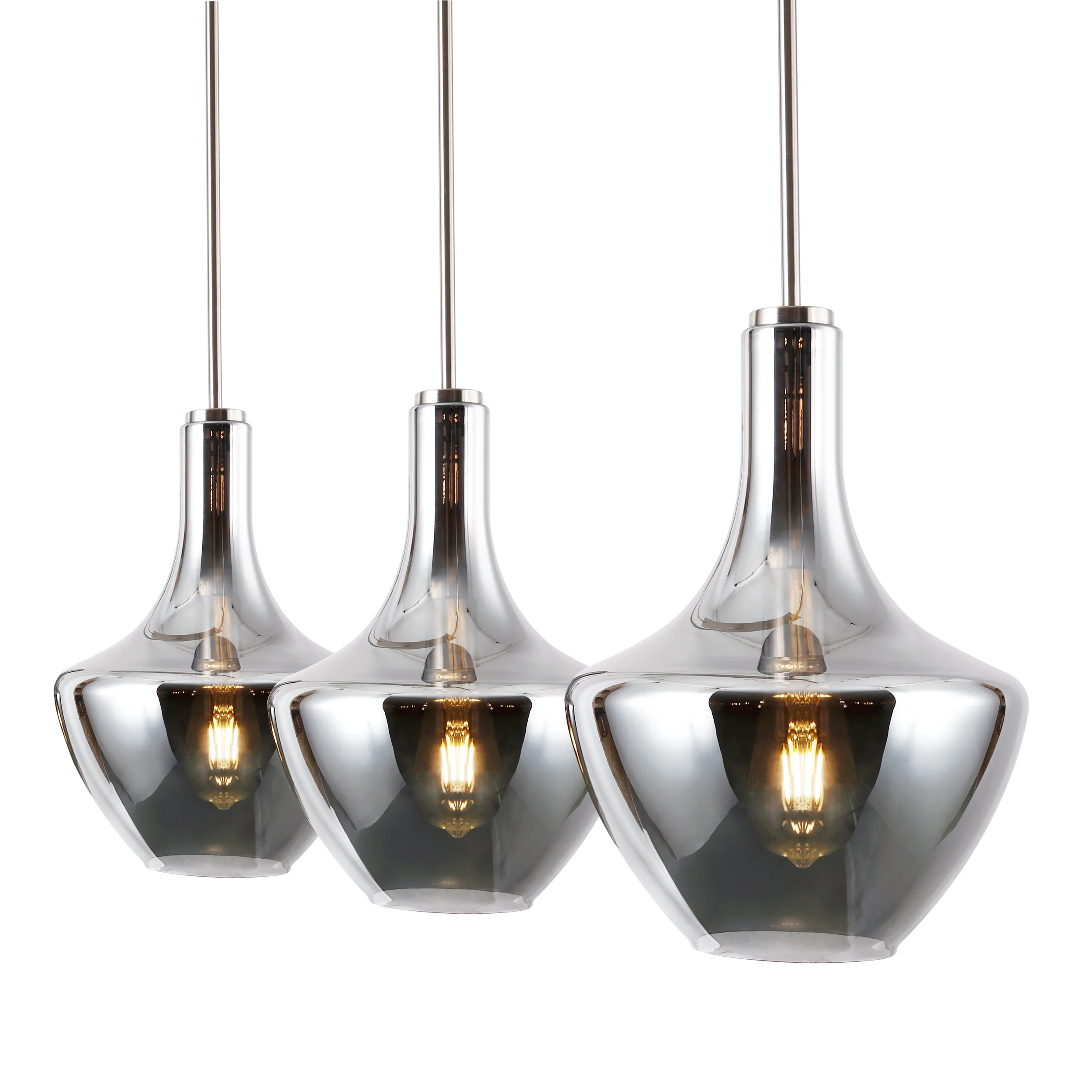 Modena 3-Light Island Light | Satin Nickel/Smokey - Image 11