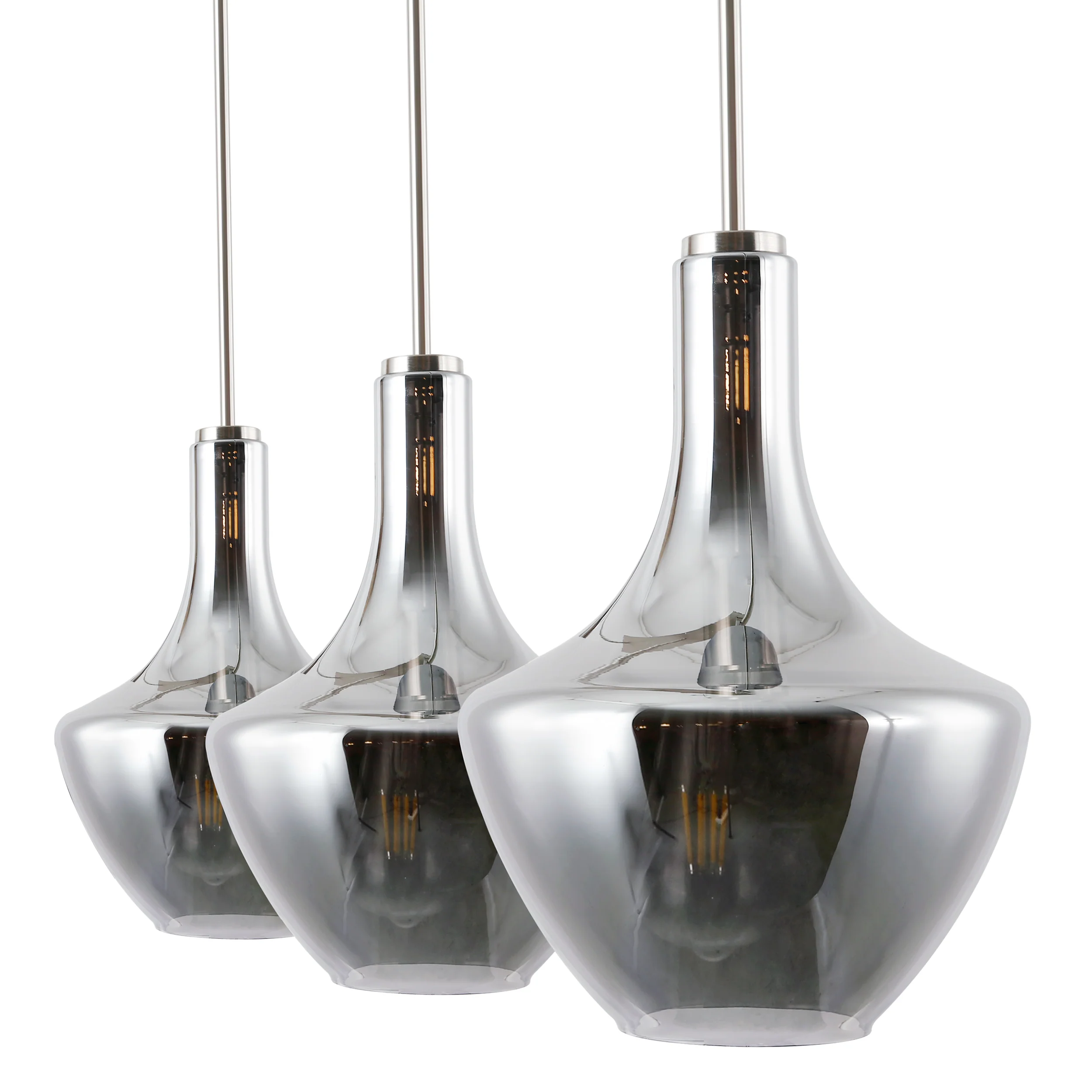 Modena 3-Light Island Light | Satin Nickel/Smokey - Image 12
