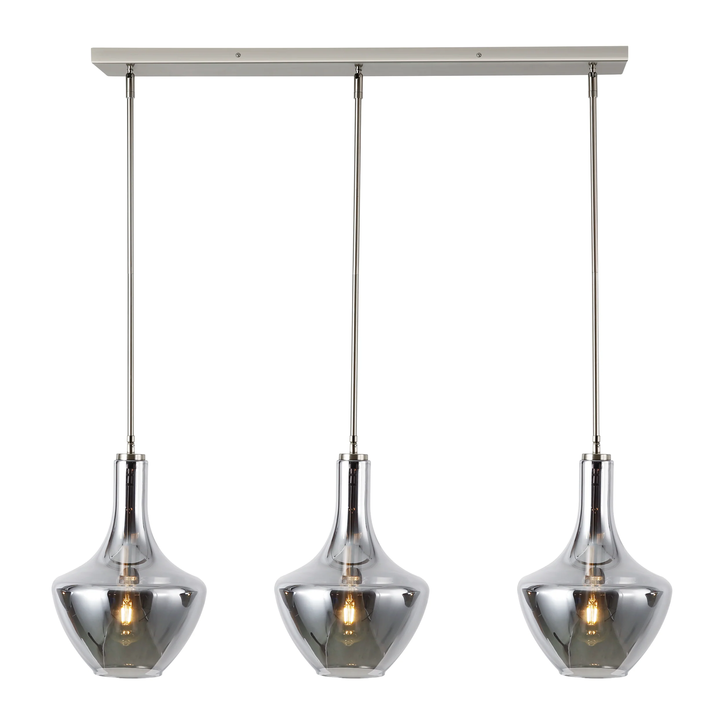 Modena 3-Light Island Light | Satin Nickel/Smokey - Image 7