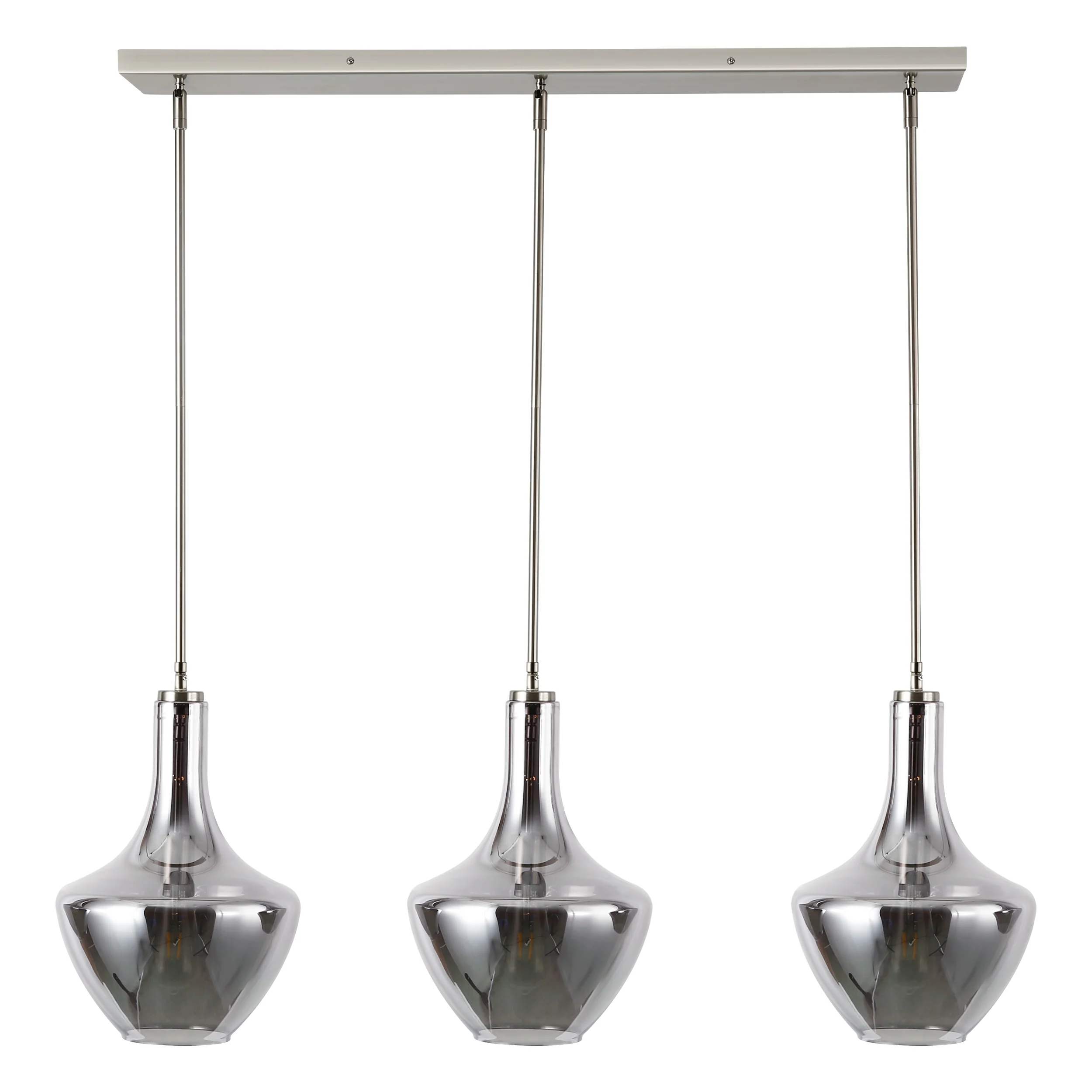 Modena 3-Light Island Light | Satin Nickel/Smokey - Image 8