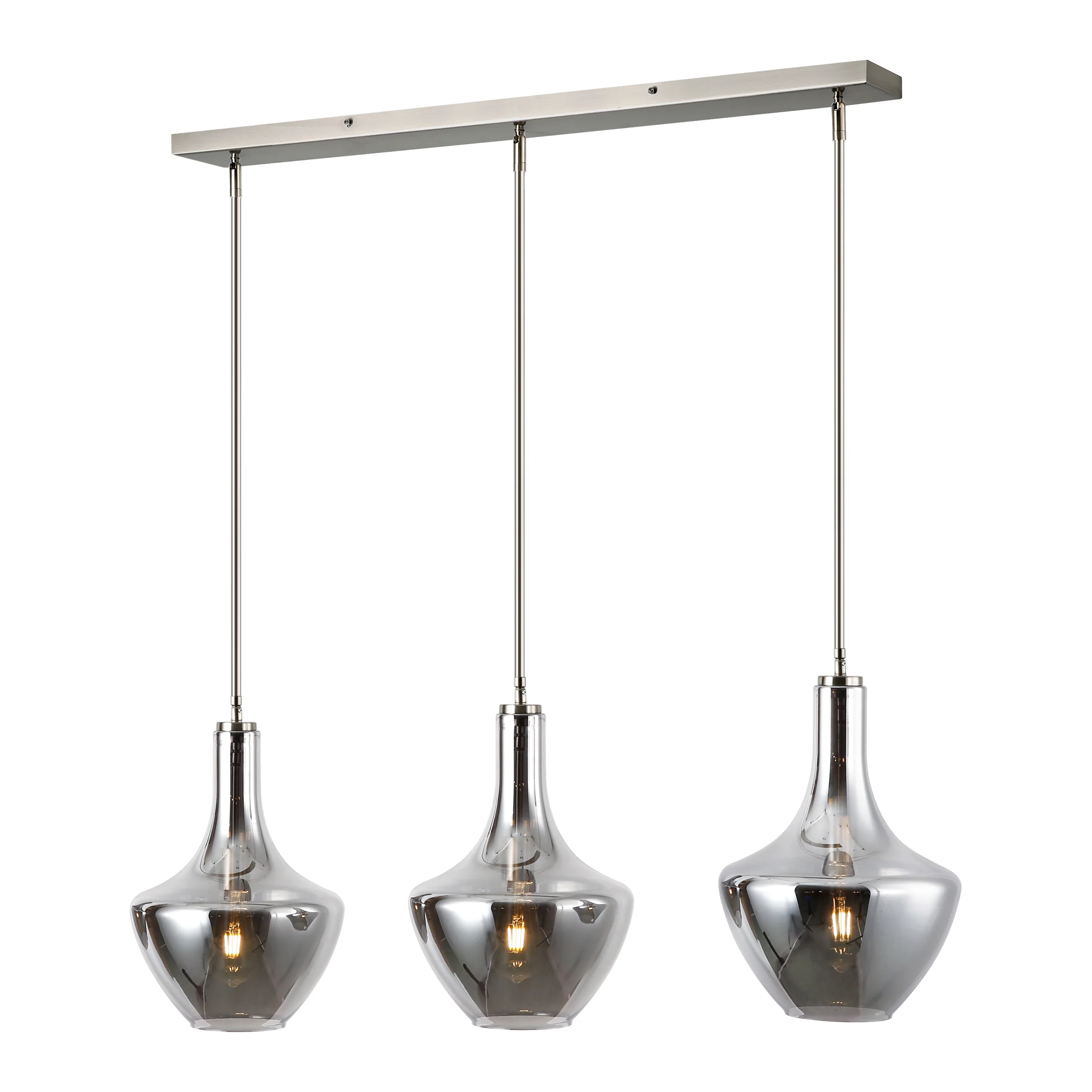 Modena 3-Light Island Light | Satin Nickel/Smokey - Image 9