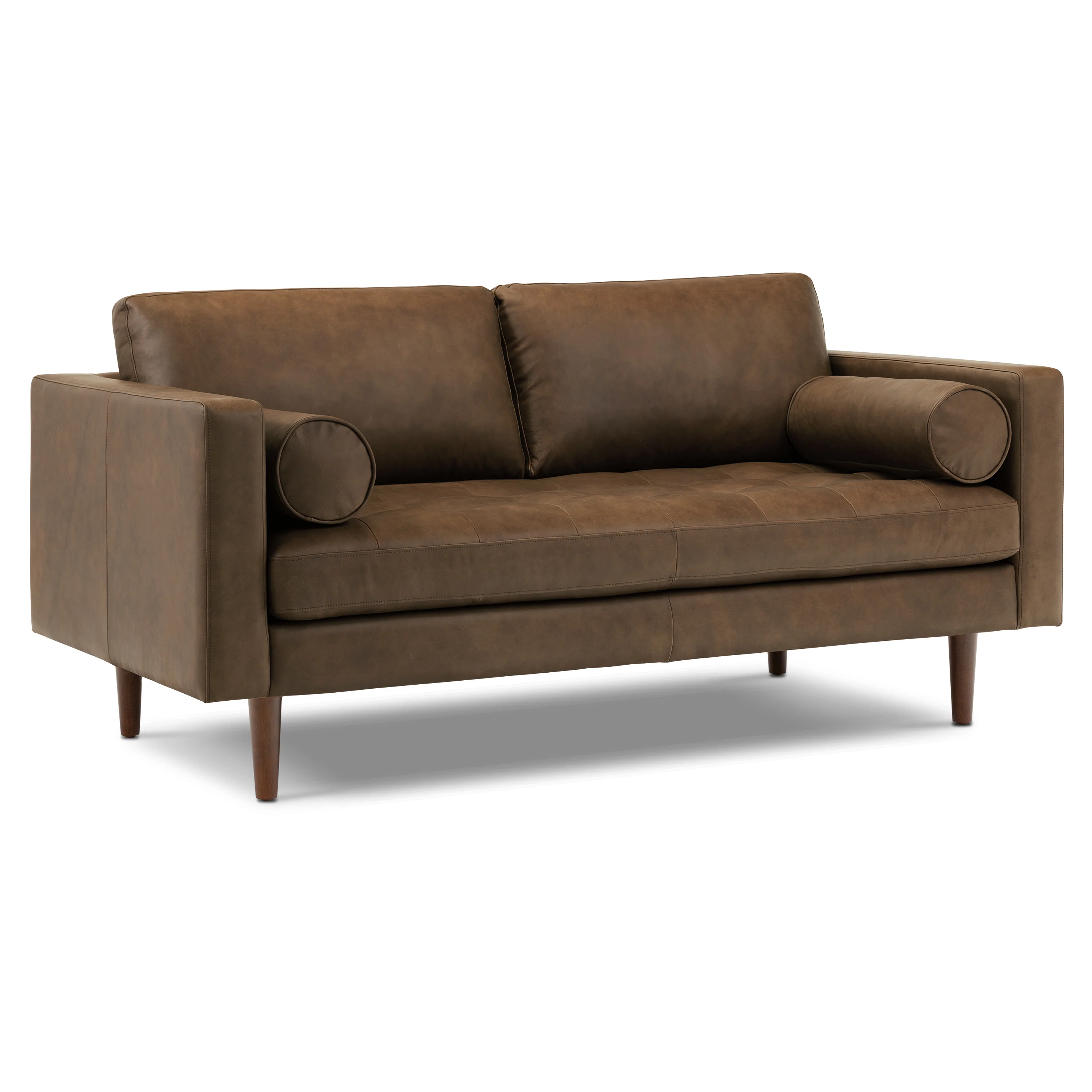 Napa 72" Leather Apartment Sofa | Cocoa Brown - Image 3
