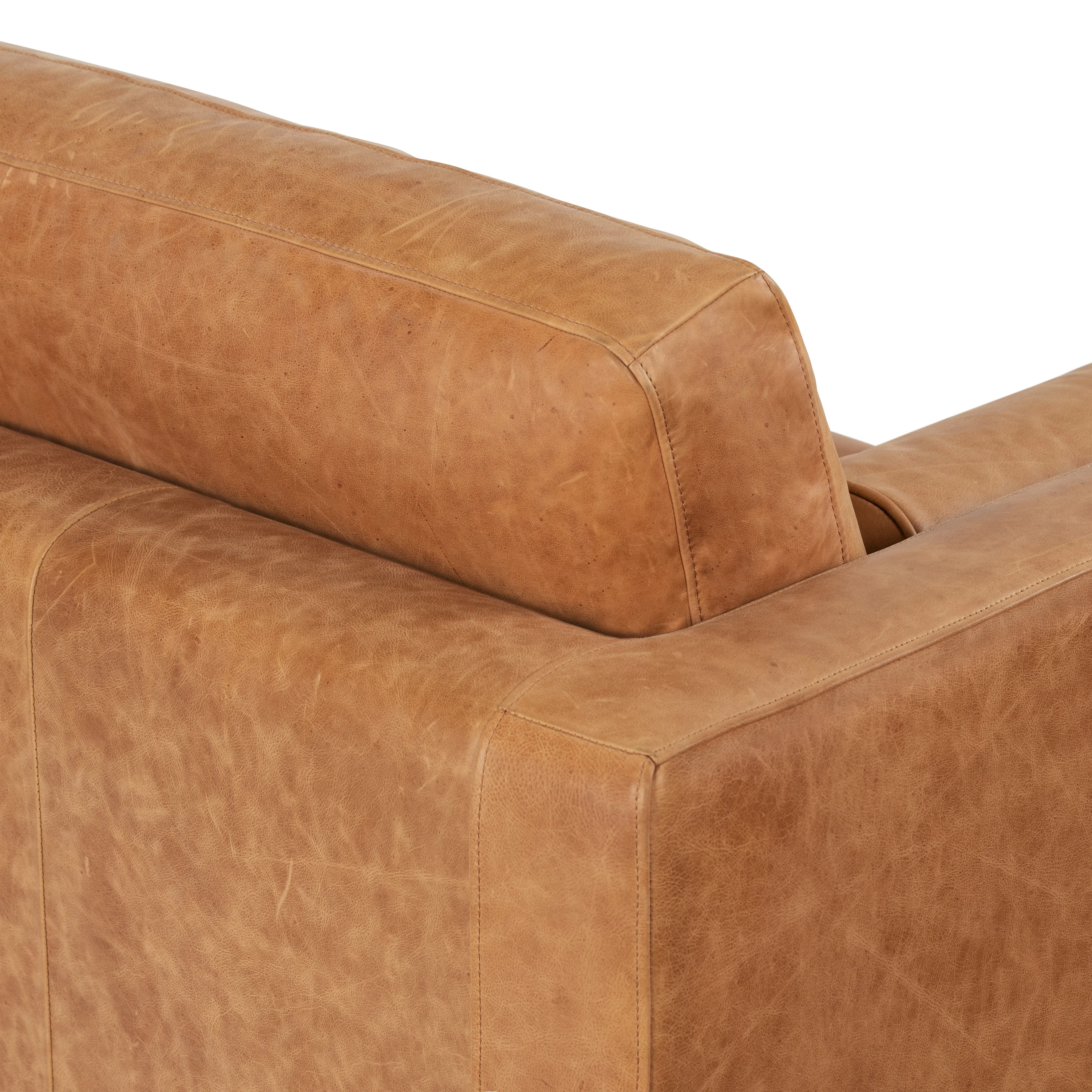 Napa 72" Leather Apartment Sofa | Cognac Tan - Image 10