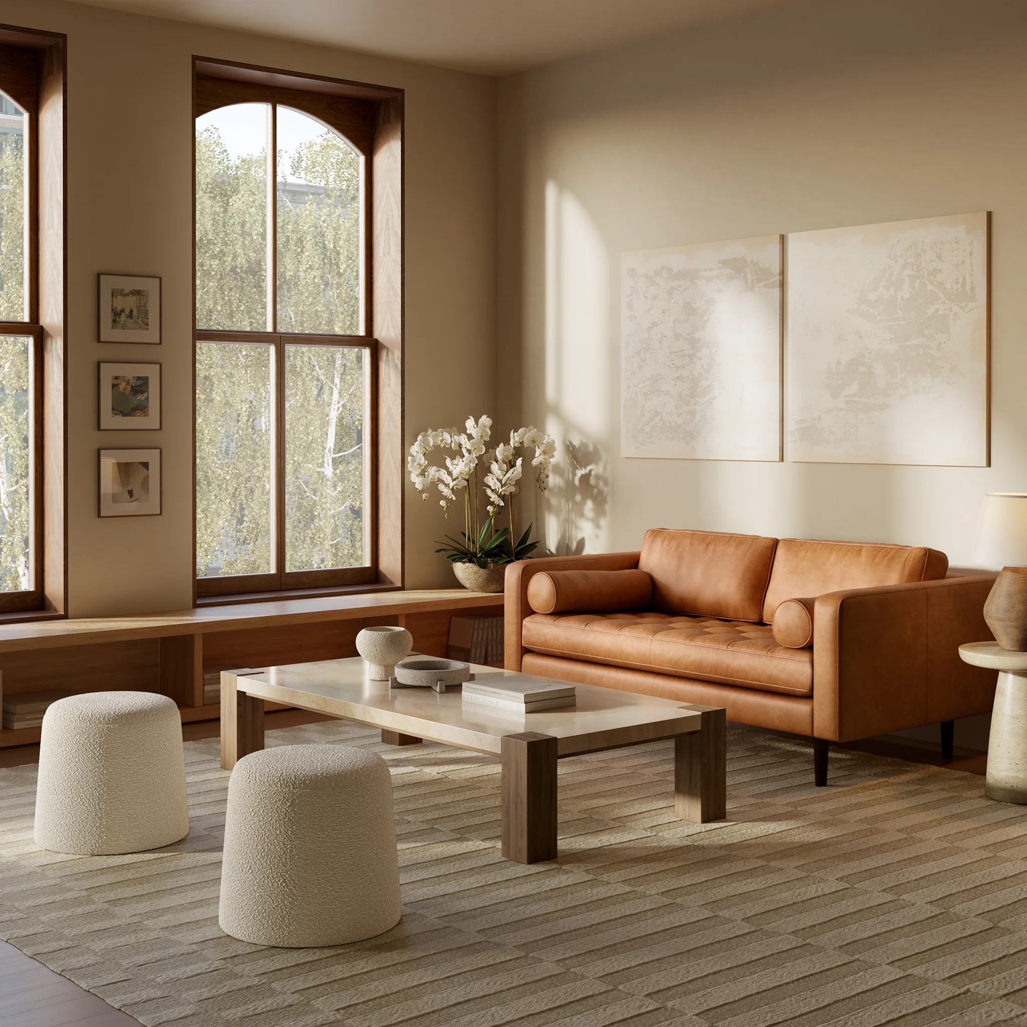 Napa 72" Leather Apartment Sofa | Cognac Tan - Image 3