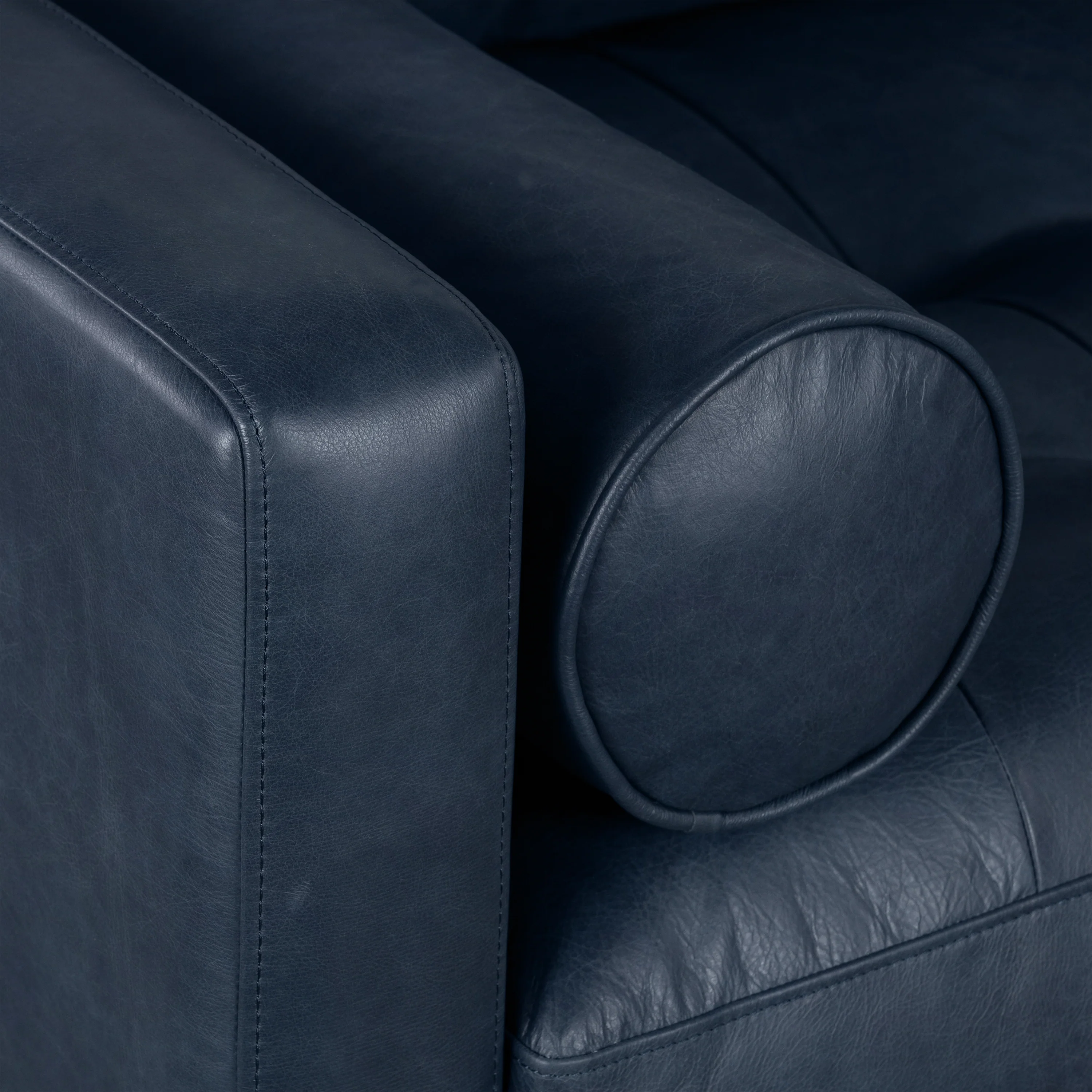 Napa 72" Leather Apartment Sofa | Midnight Blue - Image 14
