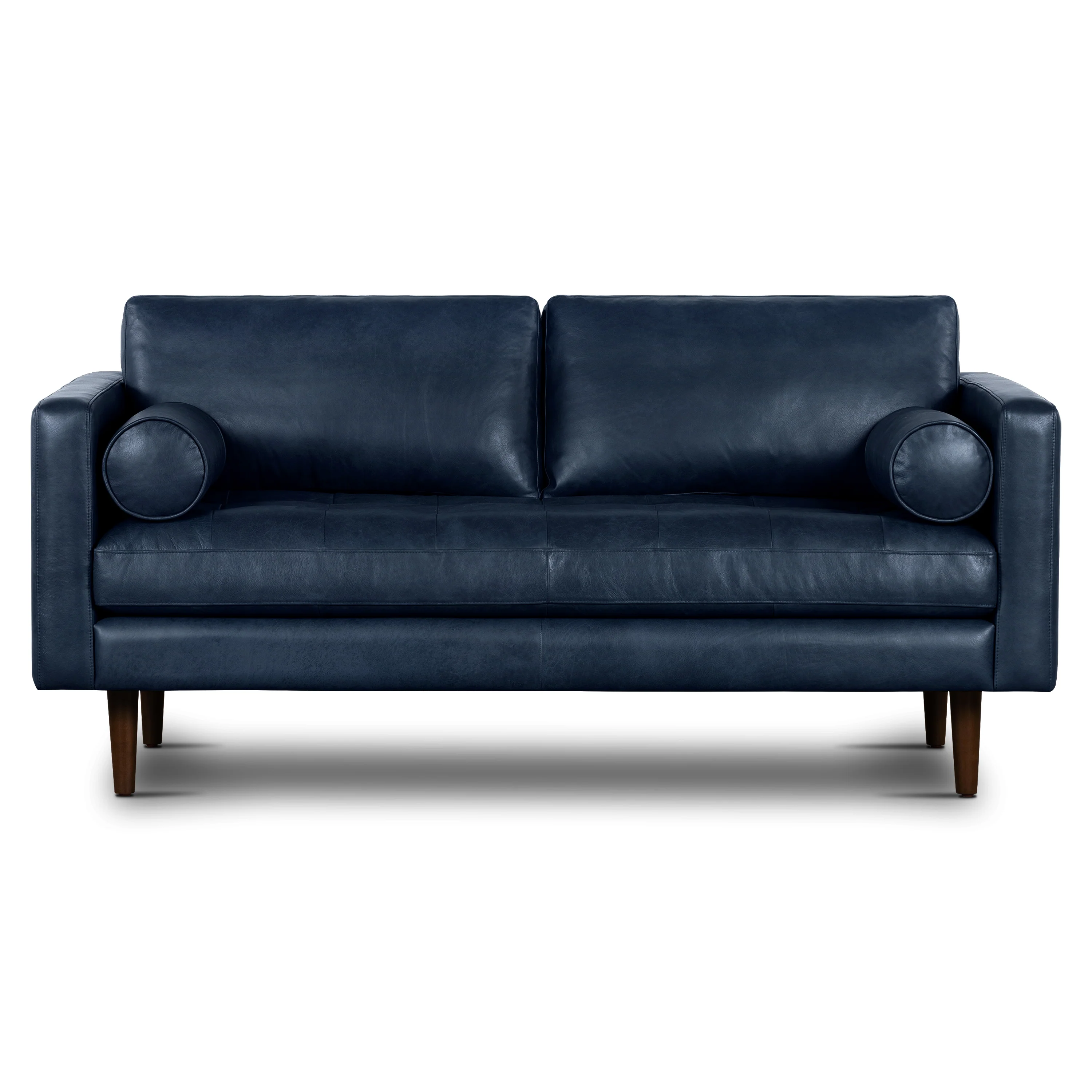 Napa 72" Leather Apartment Sofa | Midnight Blue - Image 4