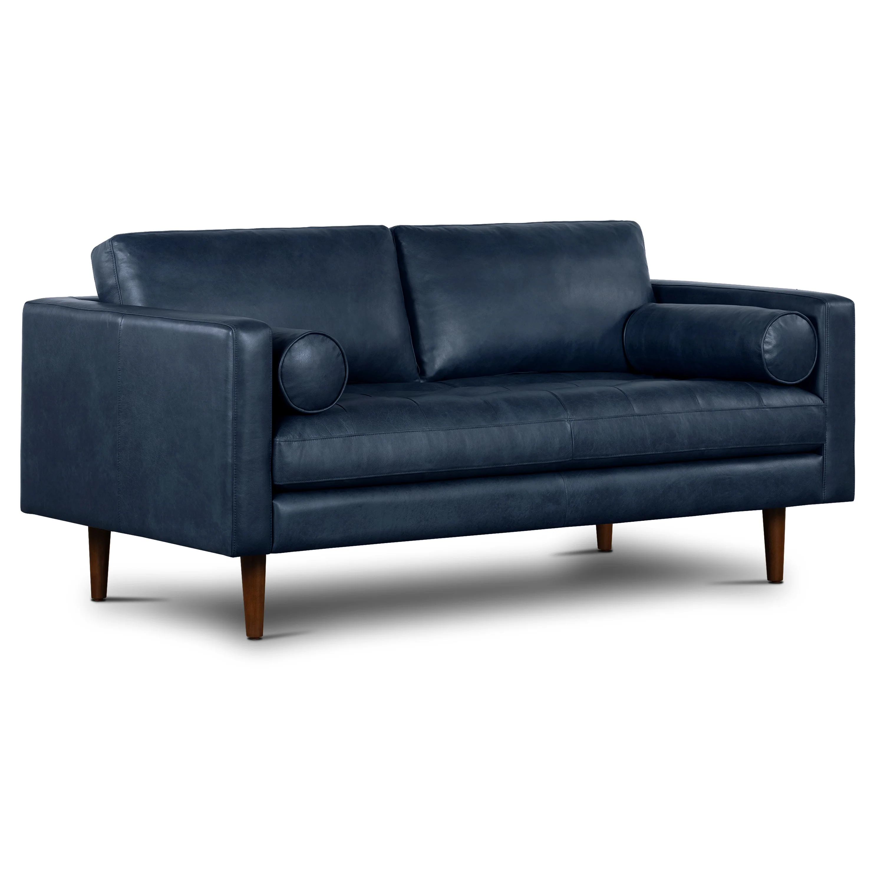Napa 72" Leather Apartment Sofa | Midnight Blue - Image 5