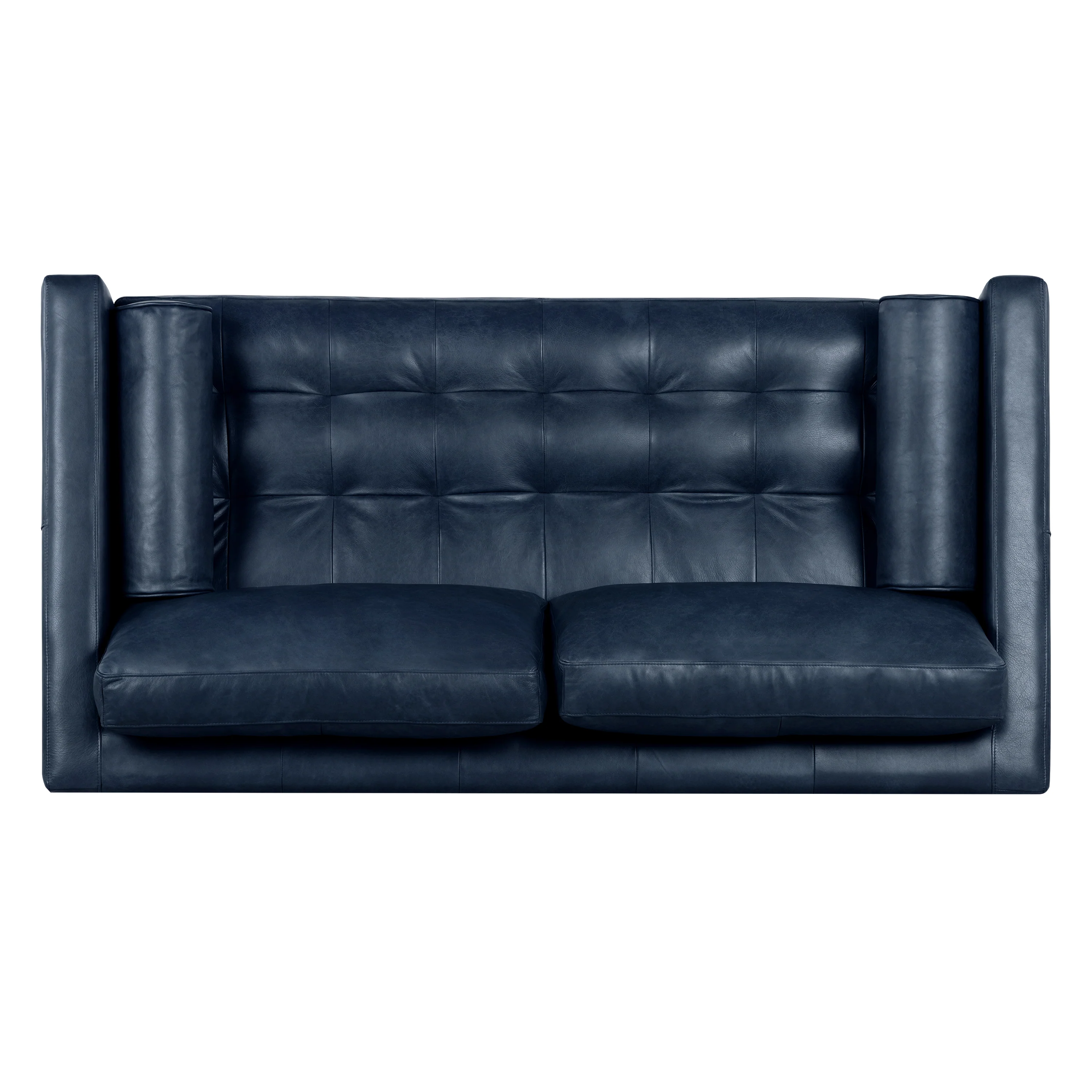 Napa 72" Leather Apartment Sofa | Midnight Blue - Image 9