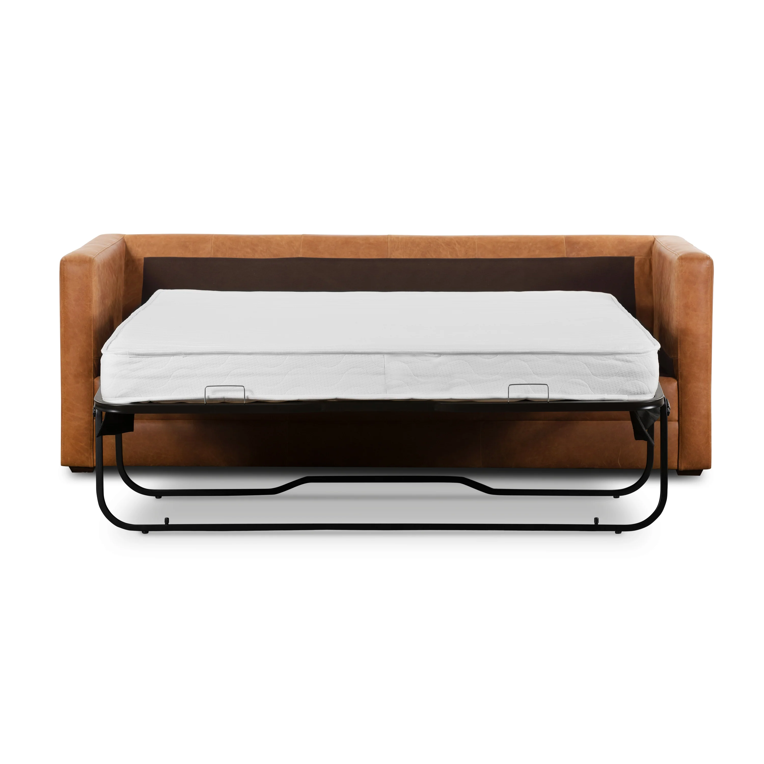 Napa 82" Leather Pull-Out Convertible Sleeper Sofa | Cognac Tan - Image 10