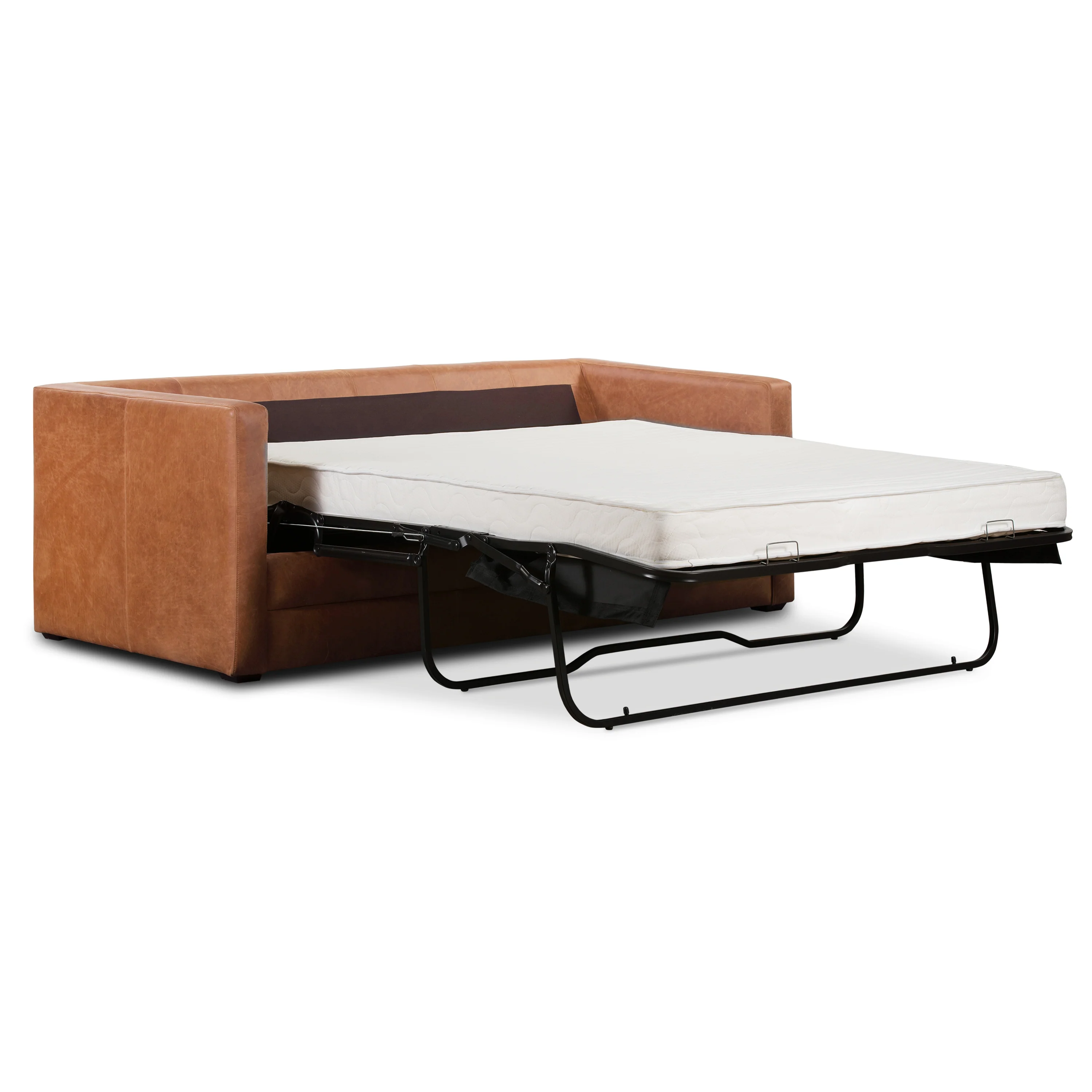 Napa 82" Leather Pull-Out Convertible Sleeper Sofa | Cognac Tan - Image 12