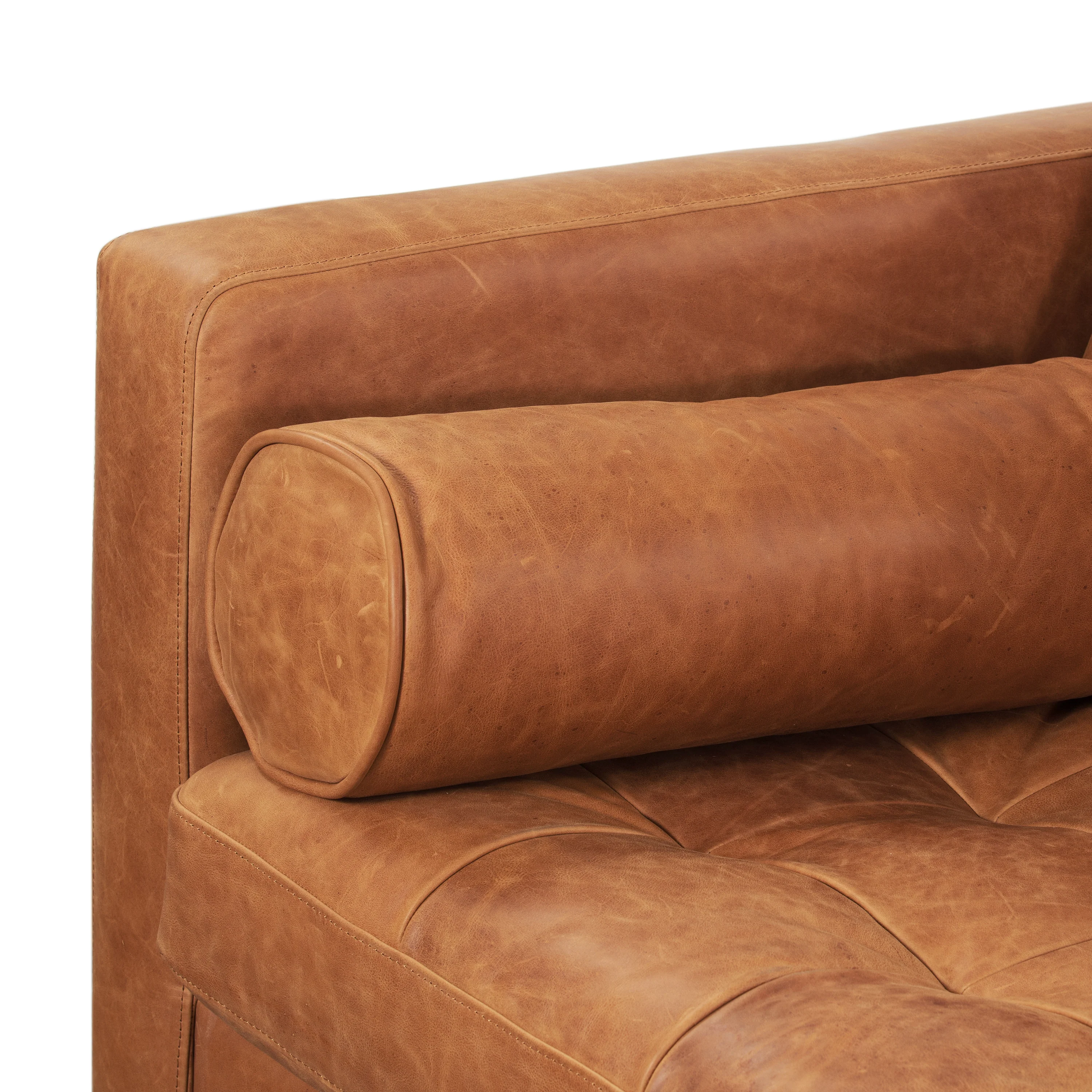 Napa 82" Leather Pull-Out Convertible Sleeper Sofa | Cognac Tan - Image 16