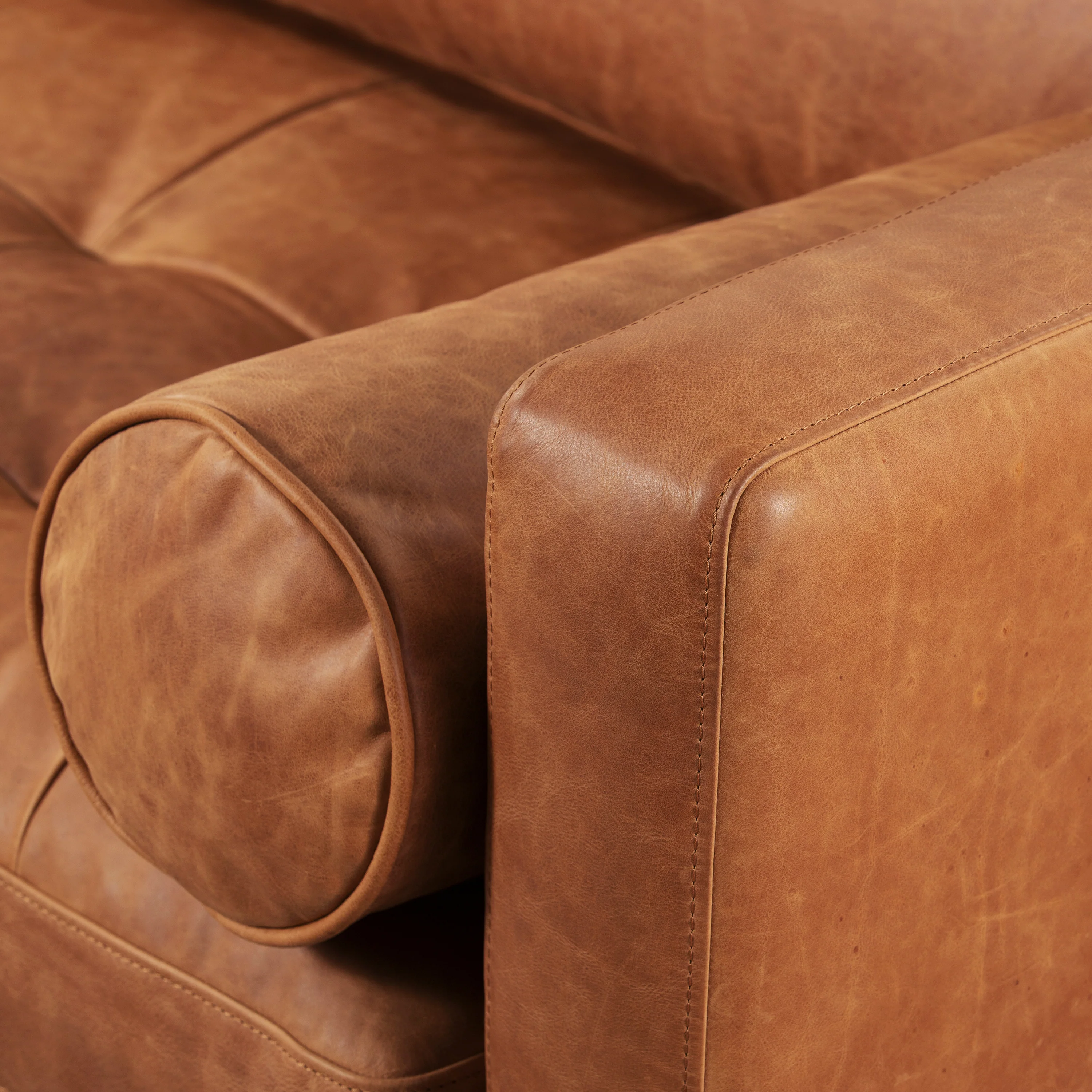 Napa 82" Leather Pull-Out Convertible Sleeper Sofa | Cognac Tan - Image 19