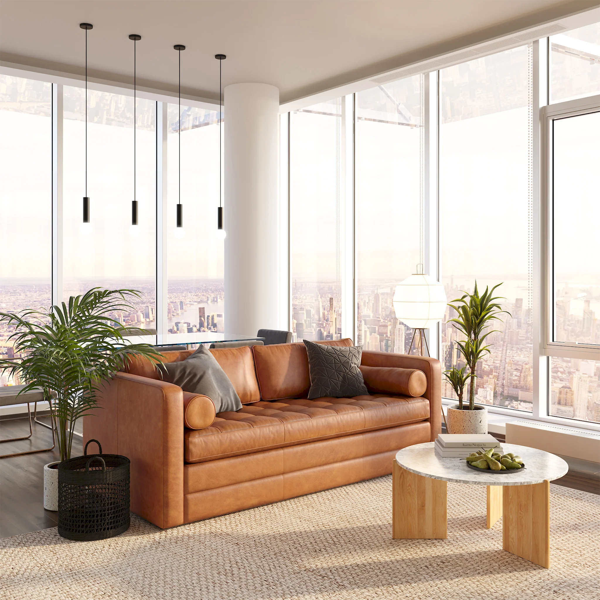 Napa 82" Leather Pull-Out Convertible Sleeper Sofa | Cognac Tan - Image 3