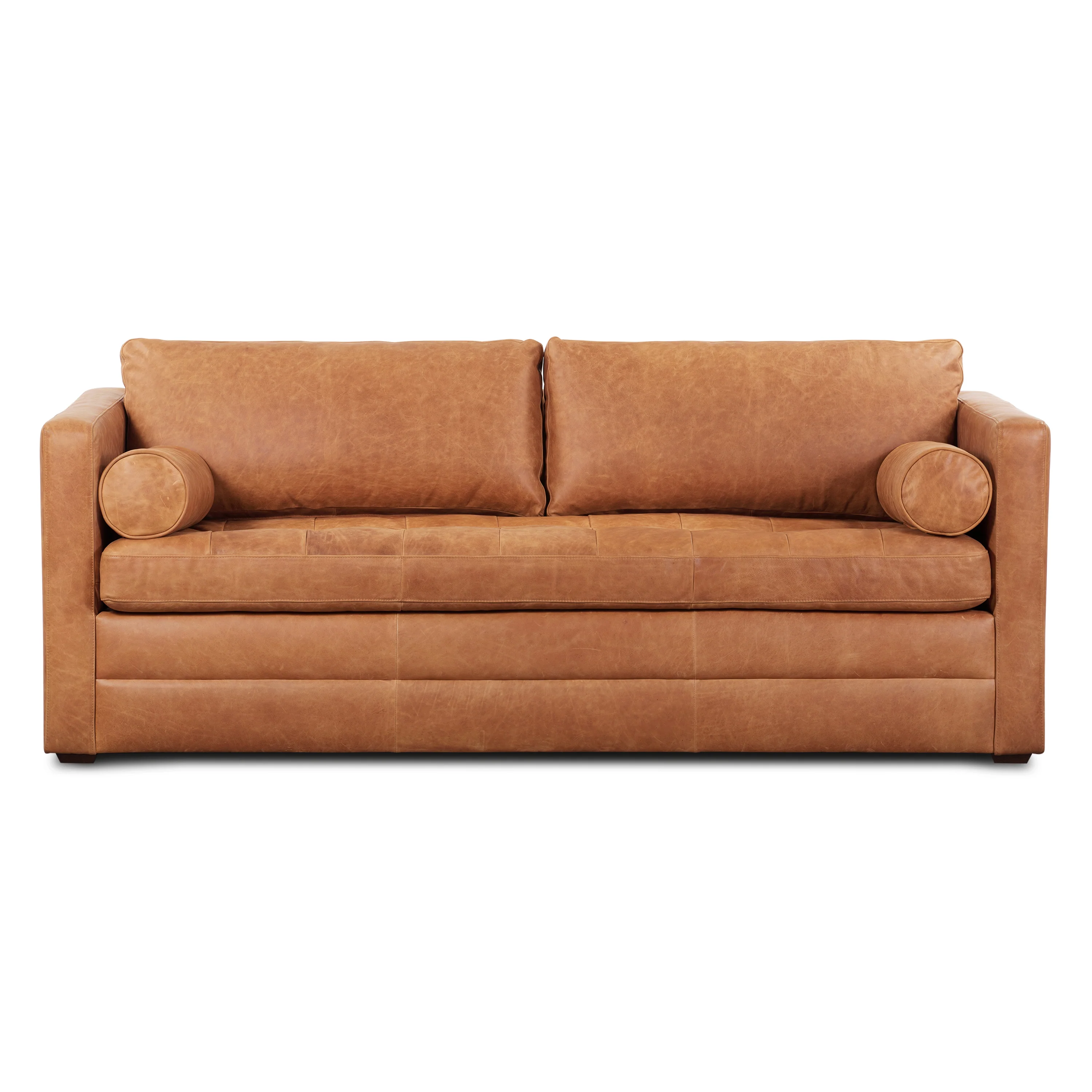 Napa 82" Leather Pull-Out Convertible Sleeper Sofa | Cognac Tan - Image 5
