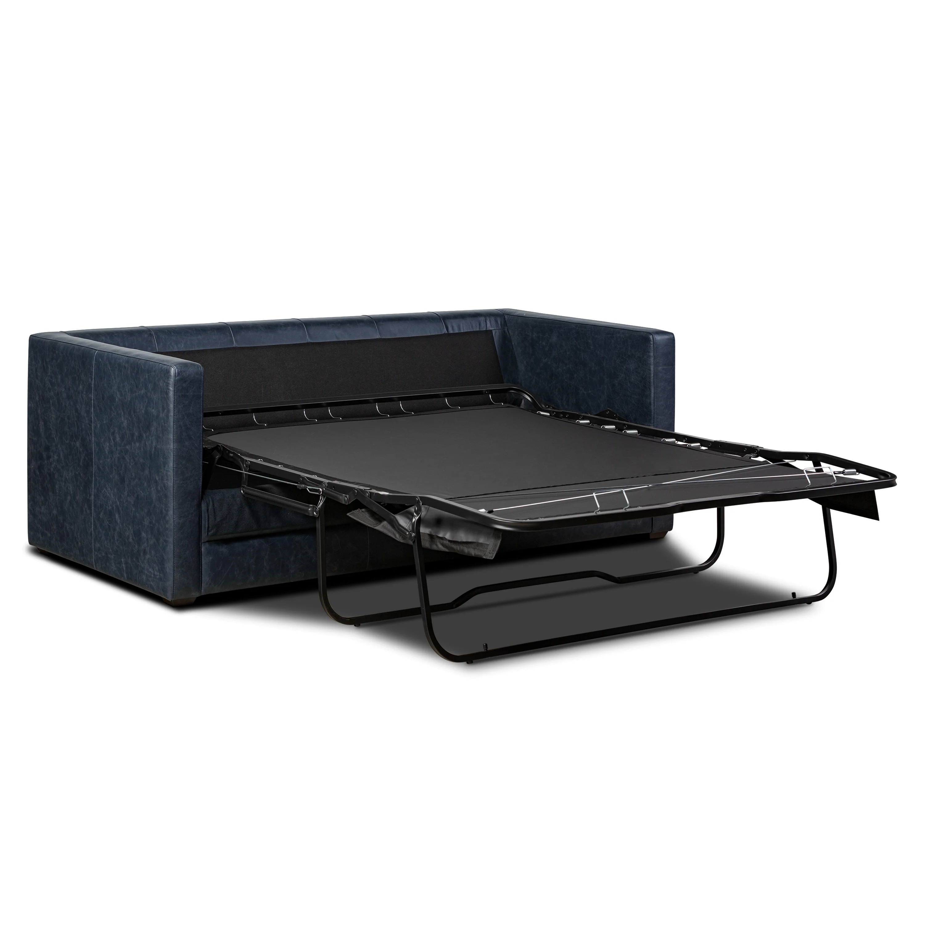 Napa 82" Leather Pull-Out Convertible Sleeper Sofa | Nightfall Blue - Image 11