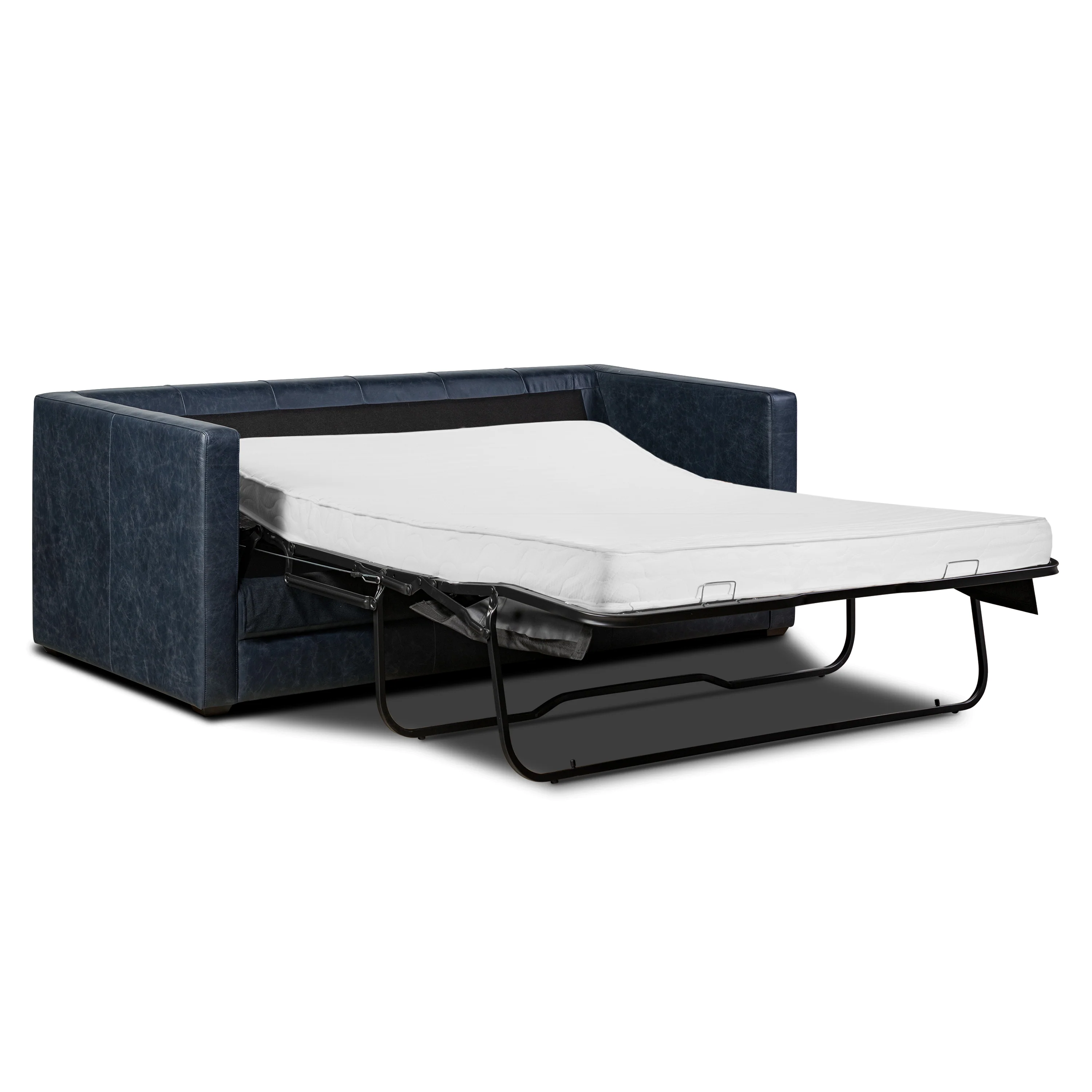 Napa 82" Leather Pull-Out Convertible Sleeper Sofa | Nightfall Blue - Image 12
