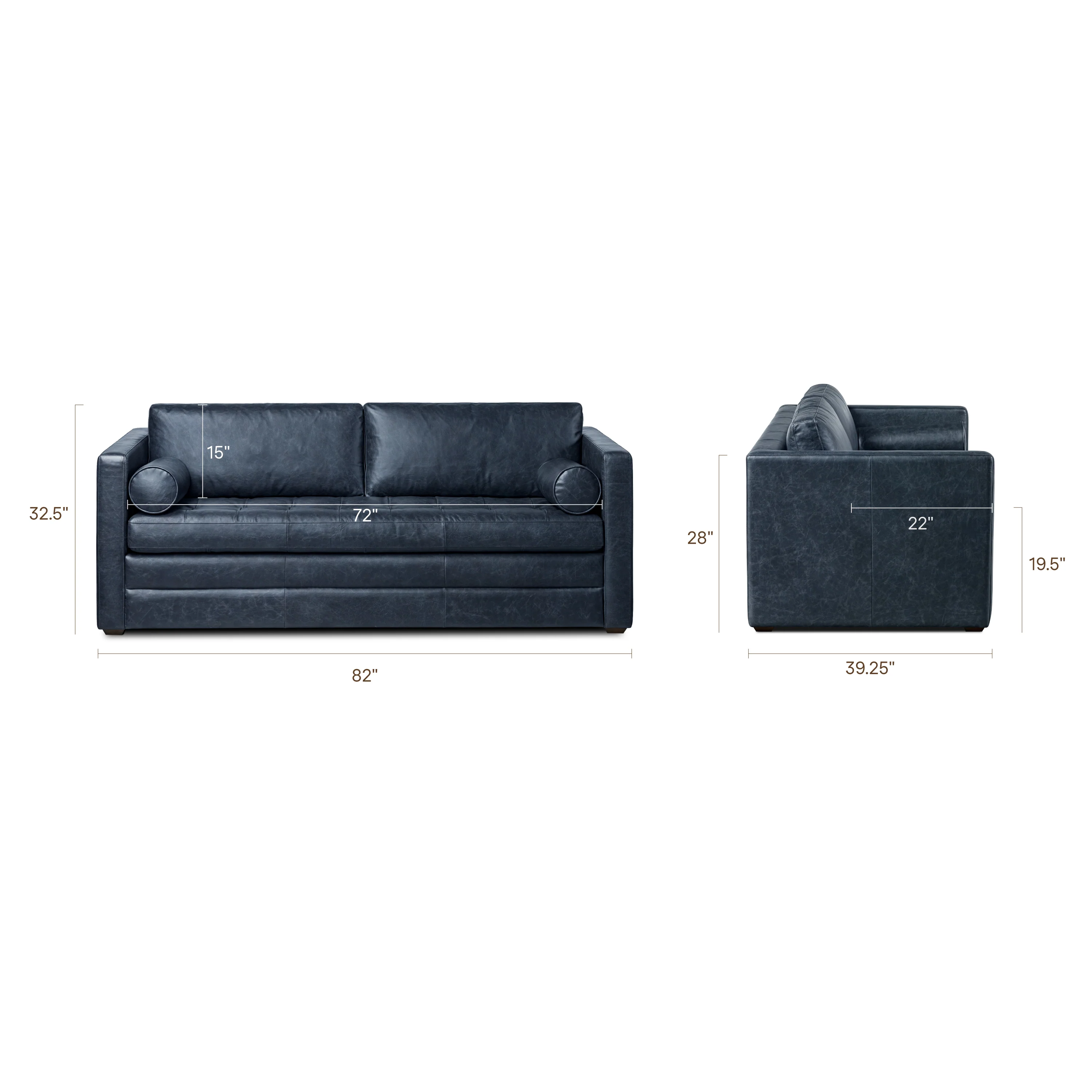 Napa 82" Leather Pull-Out Convertible Sleeper Sofa | Nightfall Blue - Image 20
