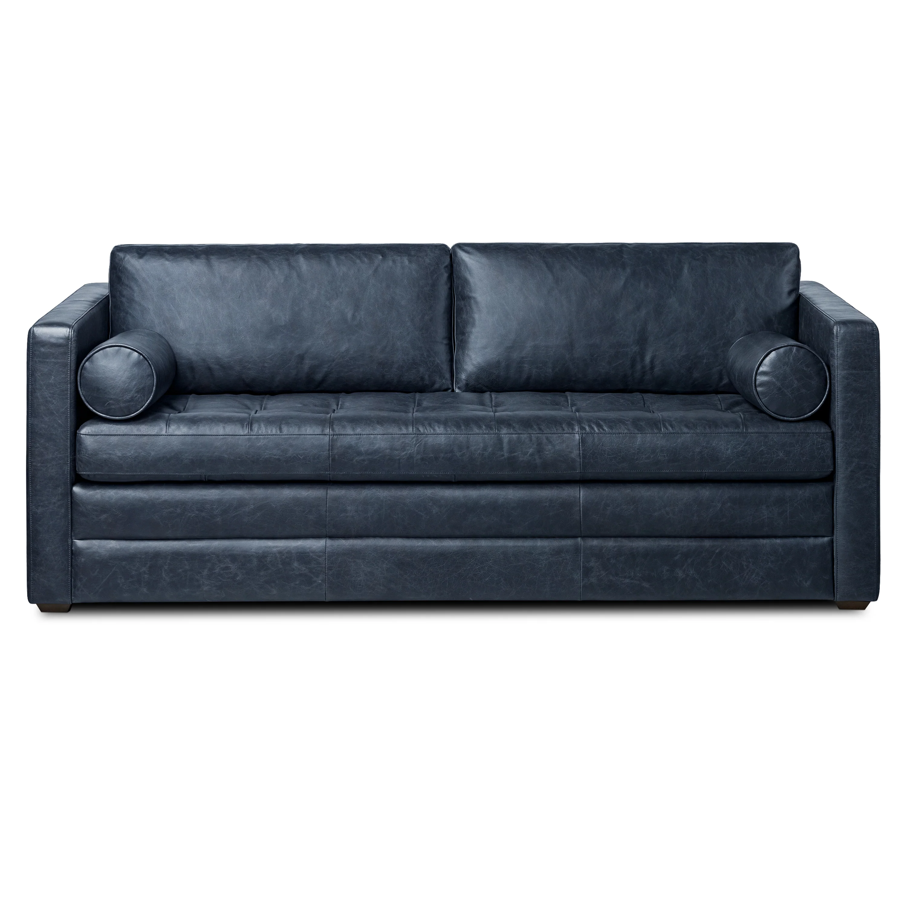 Napa 82" Leather Pull-Out Convertible Sleeper Sofa | Nightfall Blue - Image 5