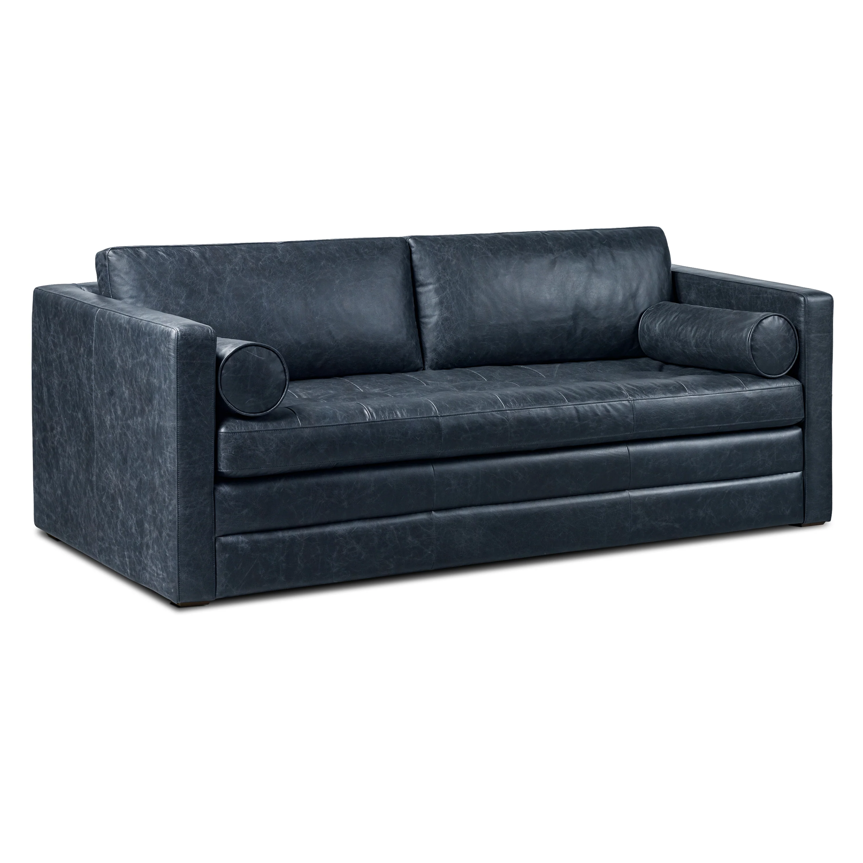 Napa 82" Leather Pull-Out Convertible Sleeper Sofa | Nightfall Blue - Image 6